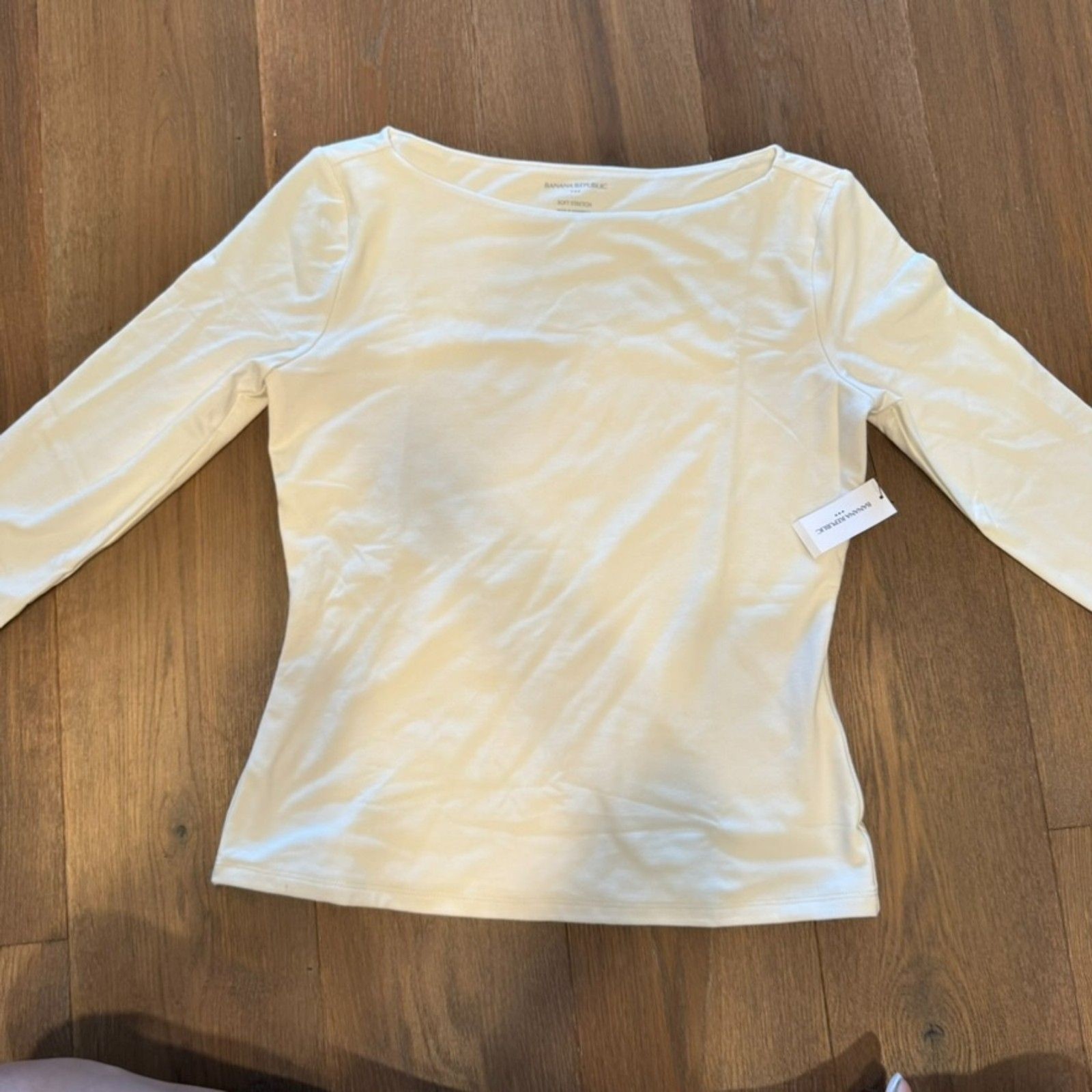 White boatneck Banana Republic long-sleeved top | size XS