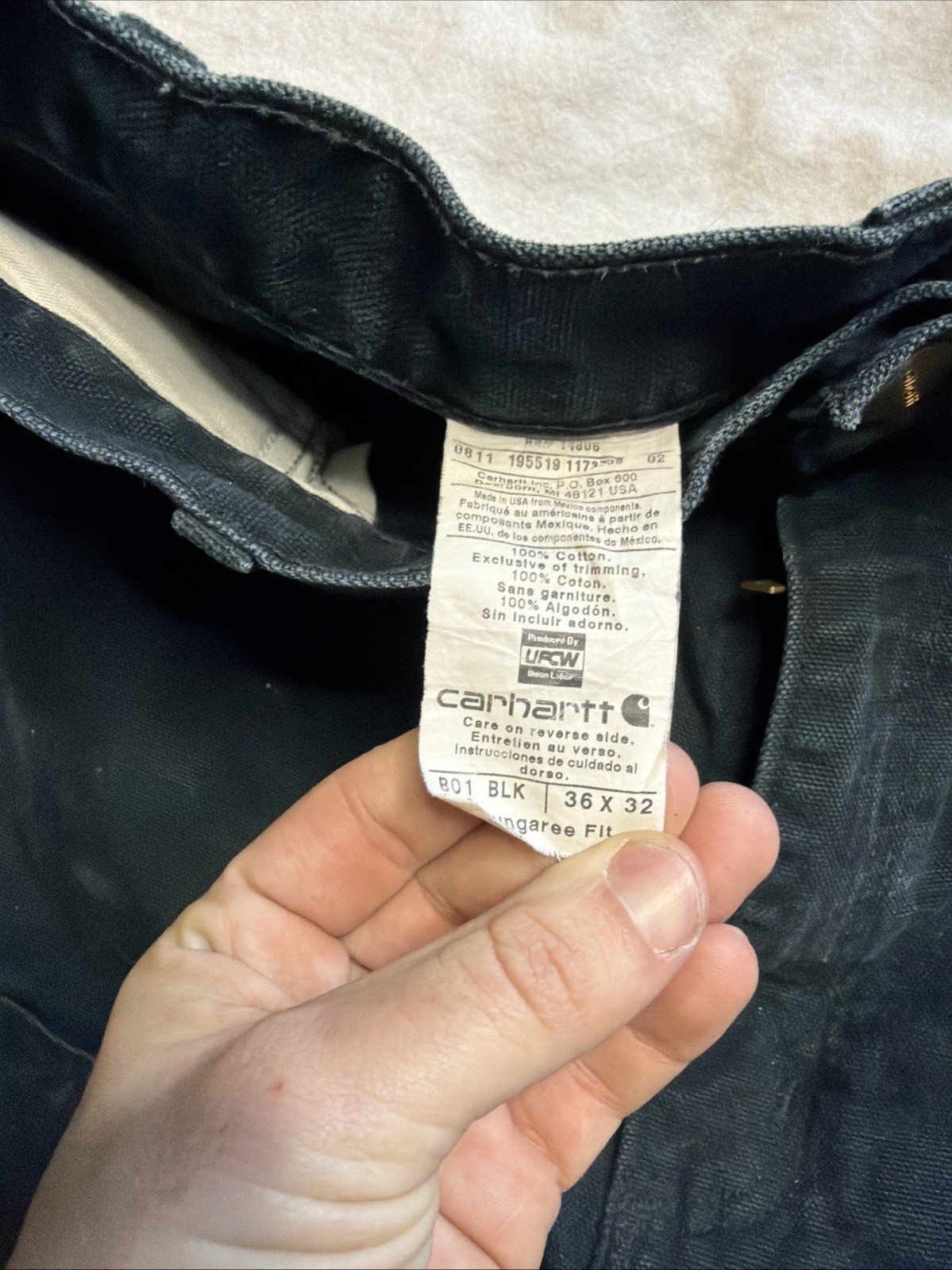 Carhartt Pants Mens 35X31 Black Carpenter Loose Double Knee Canvas USA B01 BLK