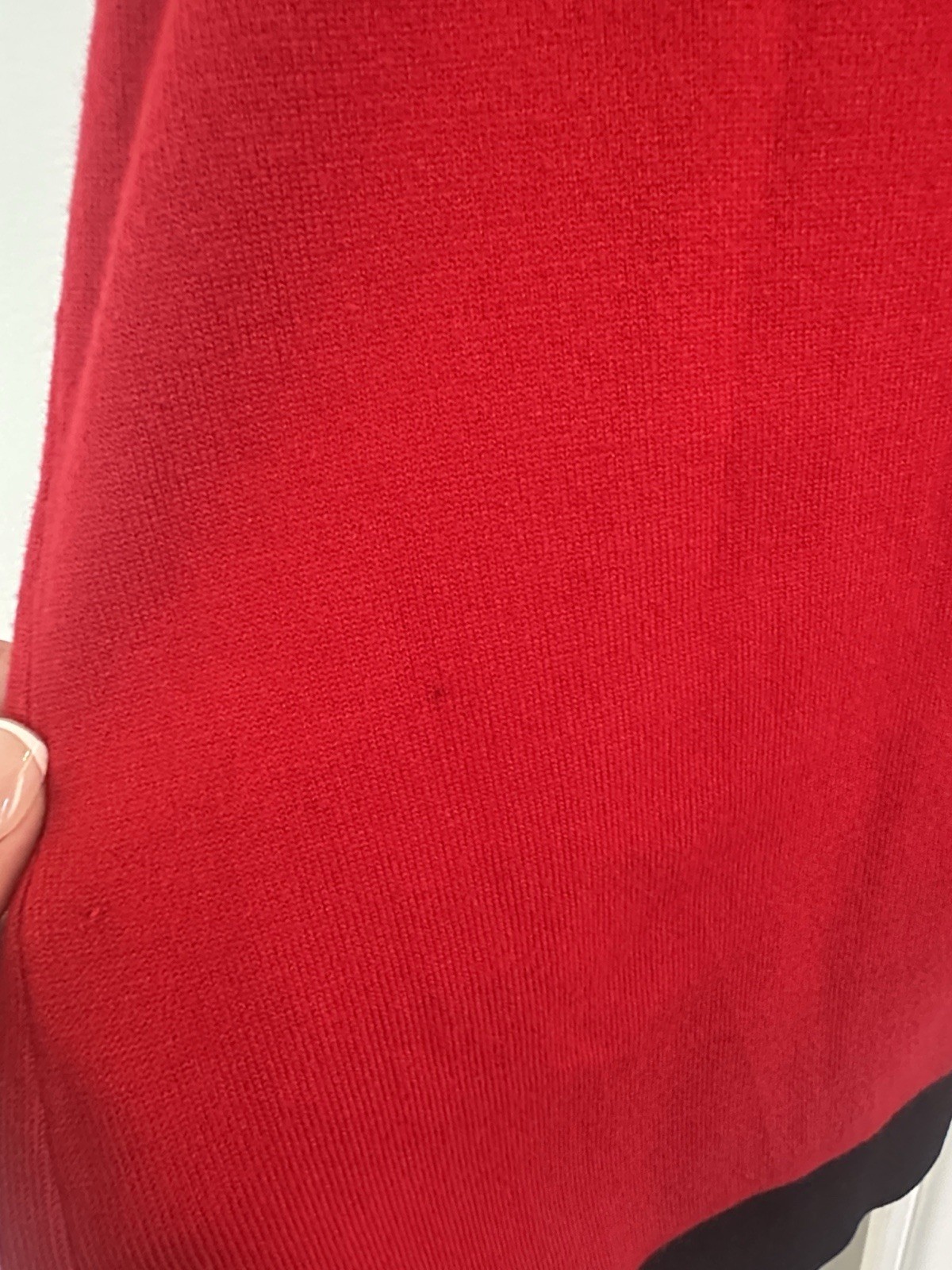 Karl Lagerfeld Paris Red/Black Colorblock Ruffle Knit Round Neck Sweater XL