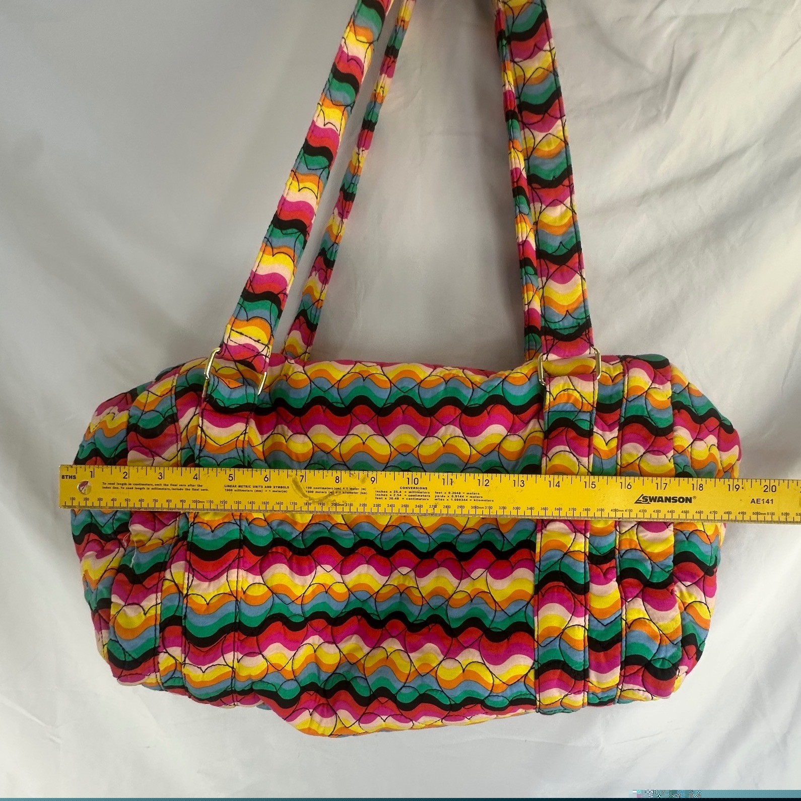 NWT Betsey Johnson Rainbow Weekenders Bag With Clear Pink Zip Bag