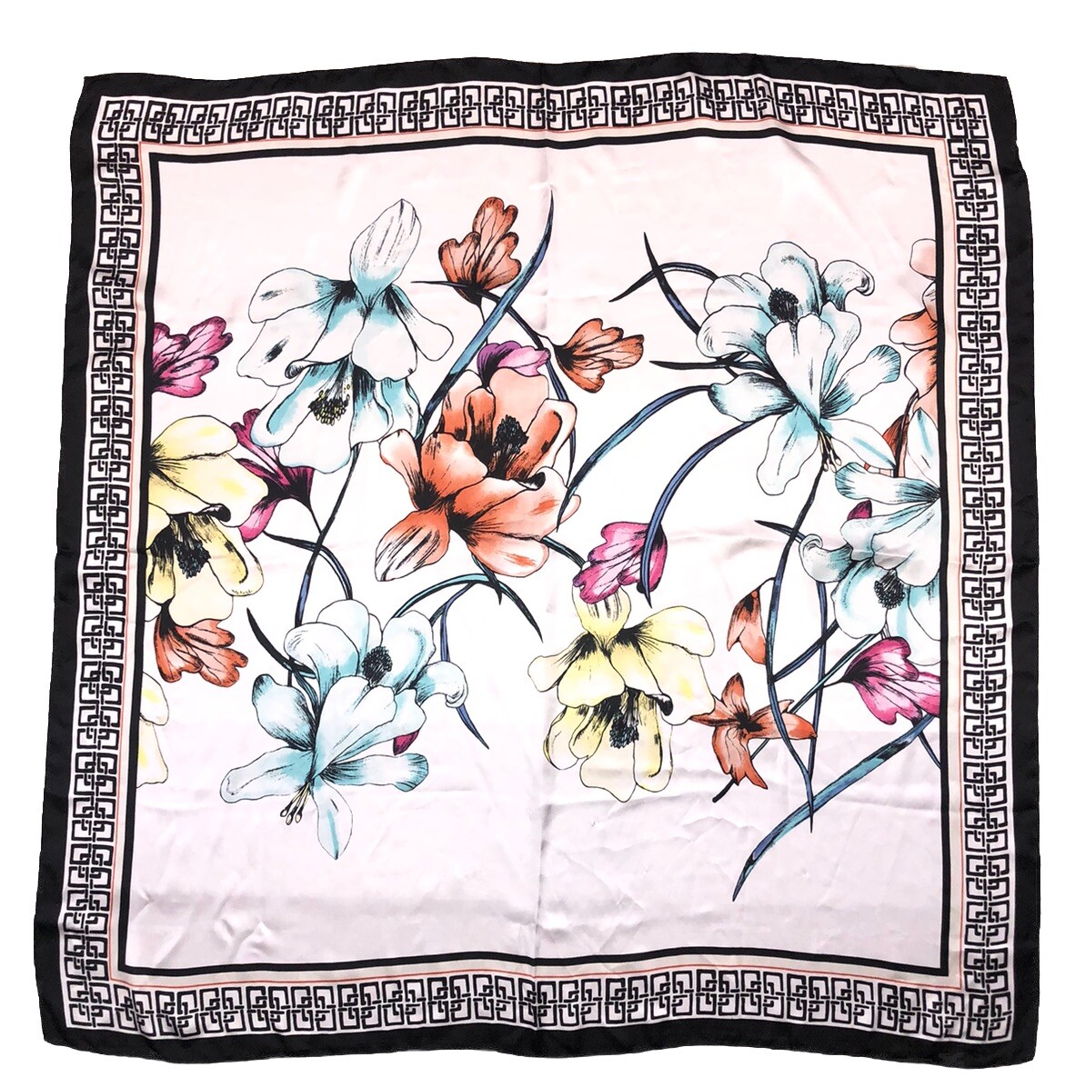 Chico’s Scarf Womens Square 42×42″ Floral Lightweight Neck Head Hair Accessory