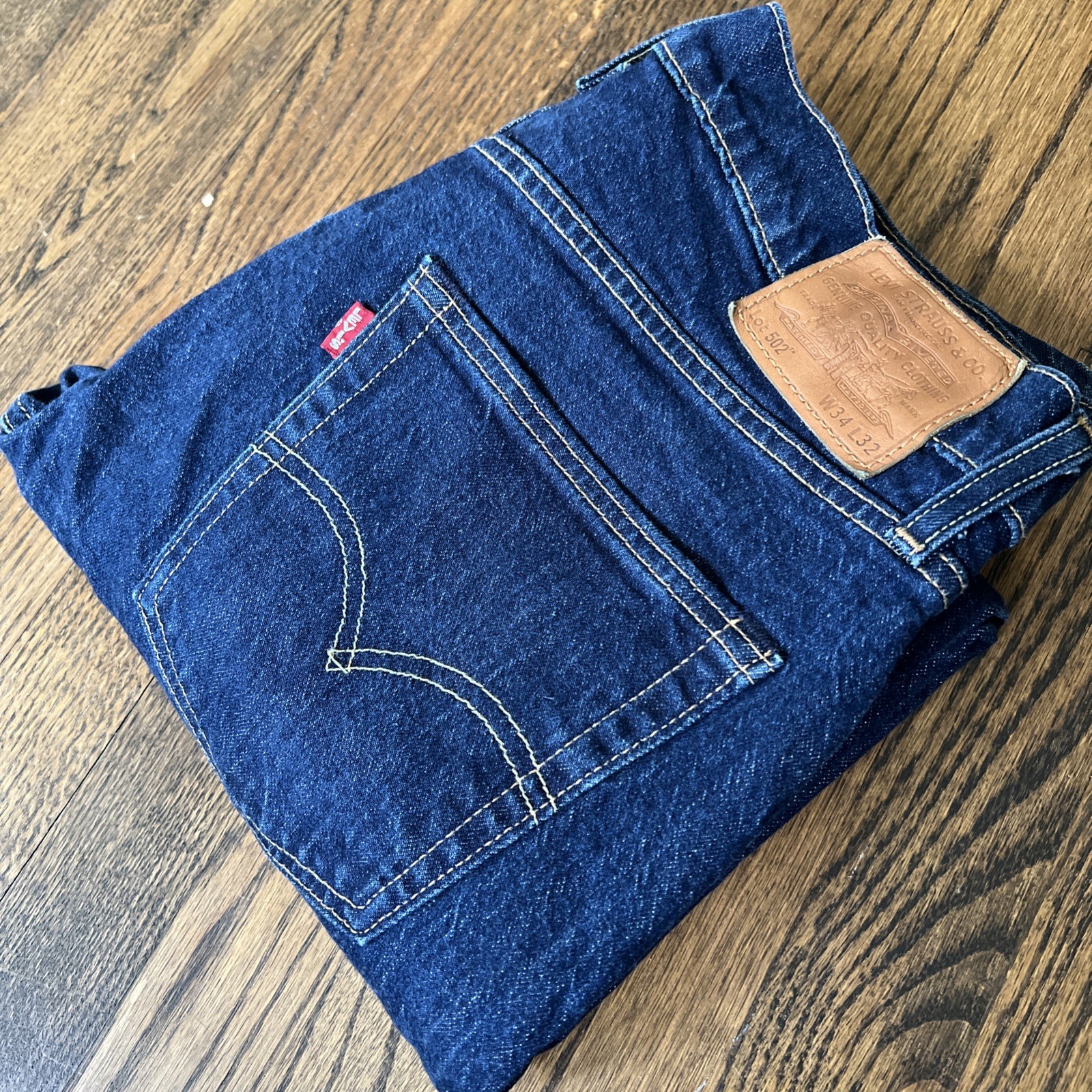 LEVI’S 502 Taper Premium Big E Selvedge Jeans Blue Denim Men’s 34×32 EUC