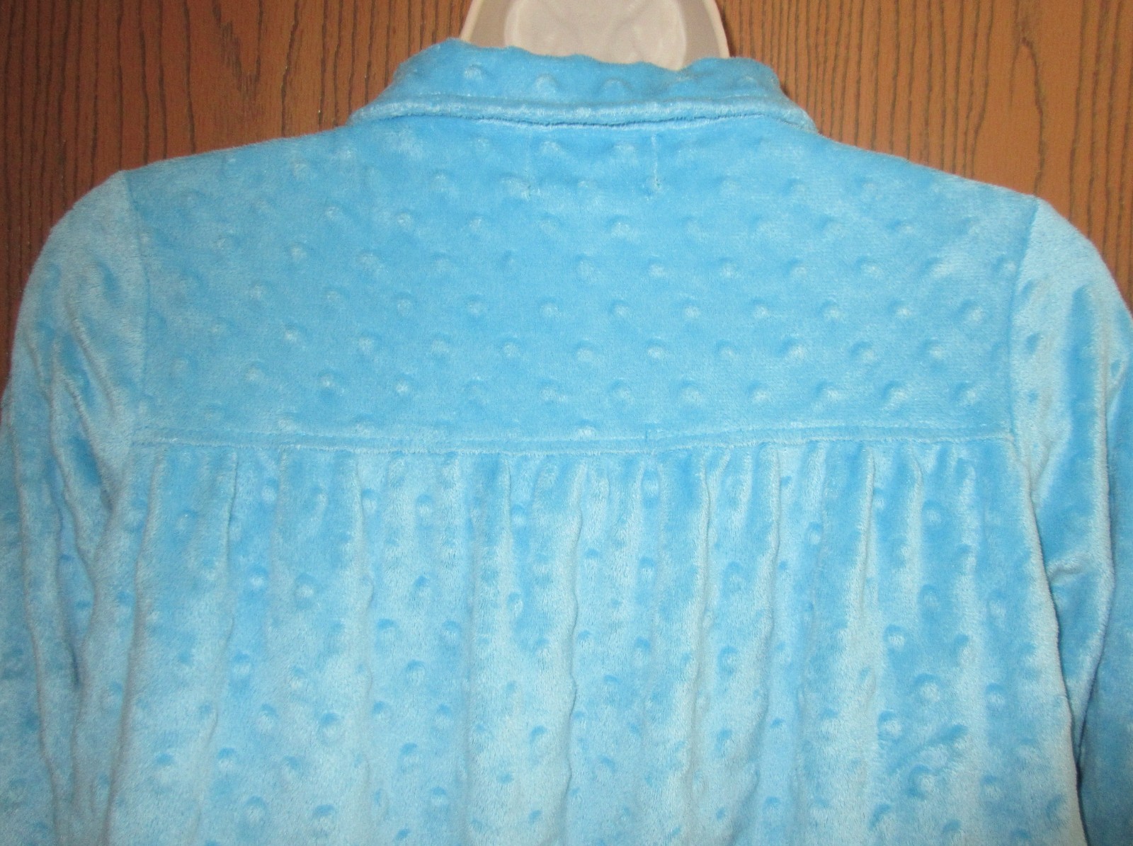 DOODLE LOLLY WOLLY woman’s SMALL BLUE dotted velour bed jacket dressing robe