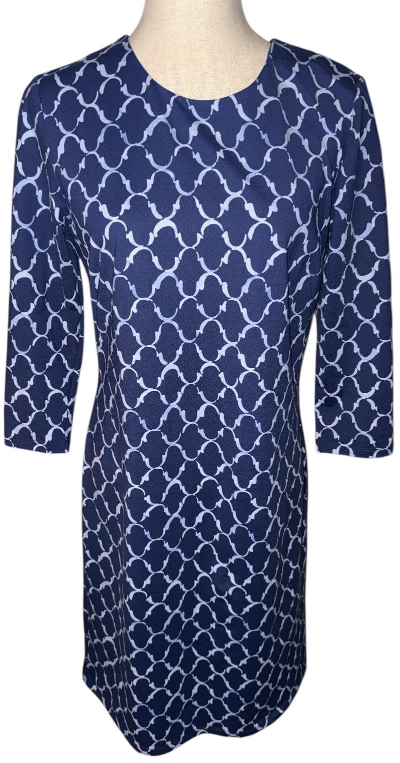J.Mclaughlin Navy Chambray Mega Palm Spring Women’s M Coastal Resort New