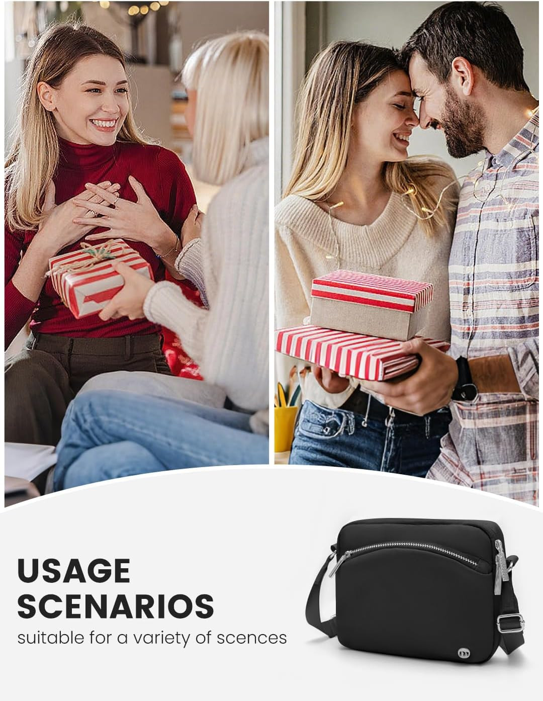 Everywhere Crossbody Bag 2L Metal Hardware, Casual Crossbody Bags Black Silver