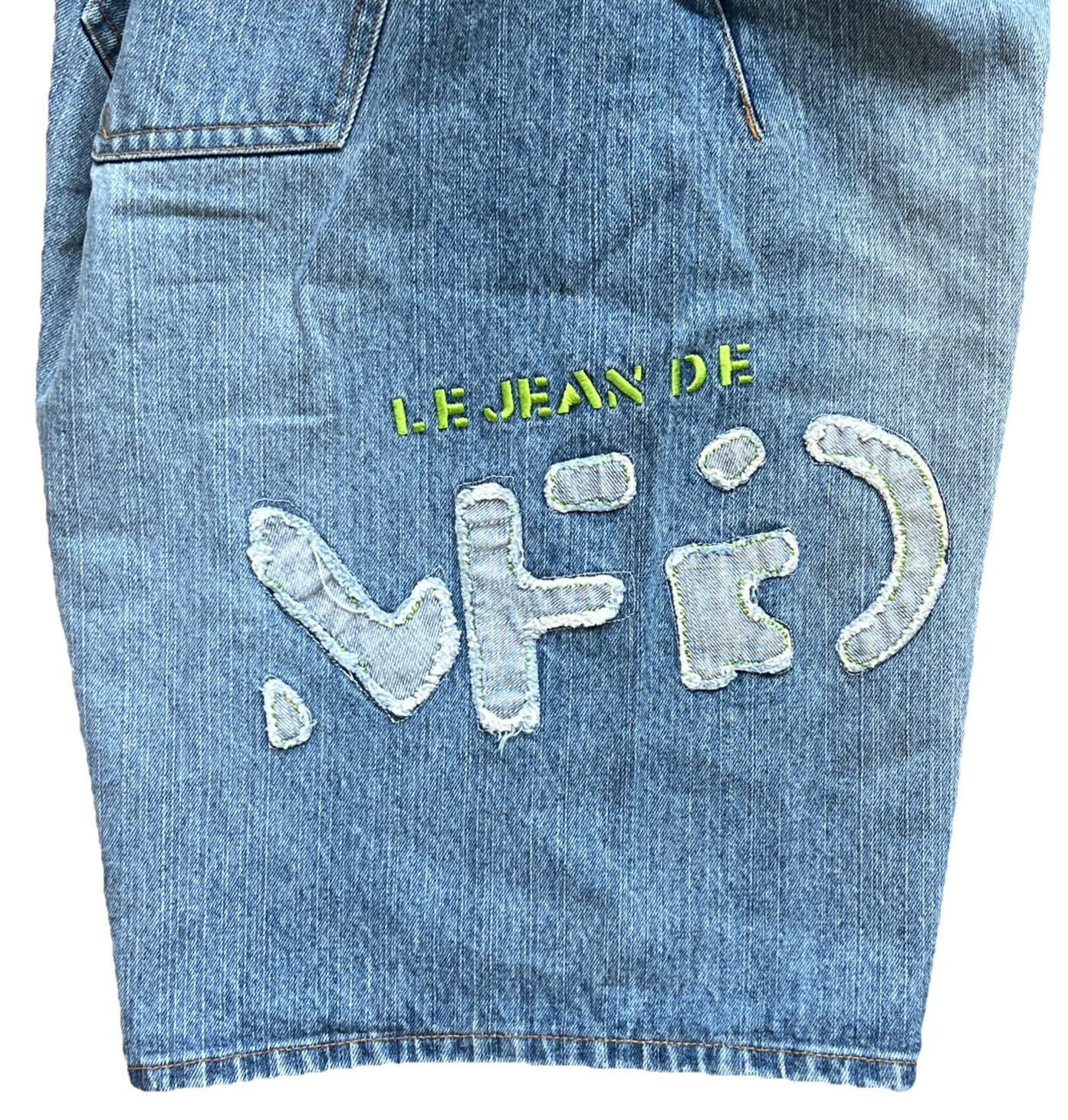 Vintage Marithé François Girbaud “Le Jean De” Embroidered Denim Shorts Size 40