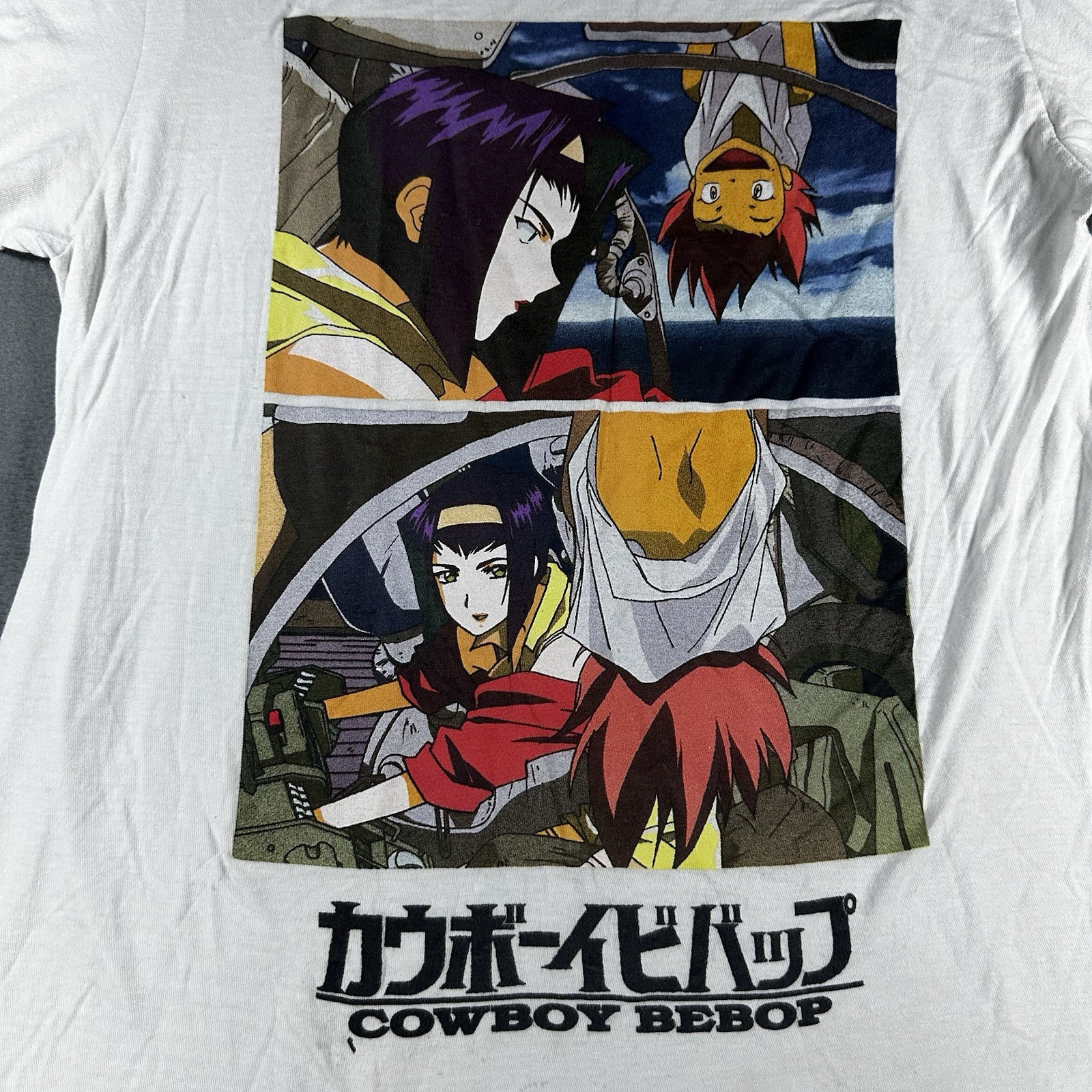 Sunrise Cowboy Bebop White M Men’s Cotton Graphic T-Shirt Short Sleeve