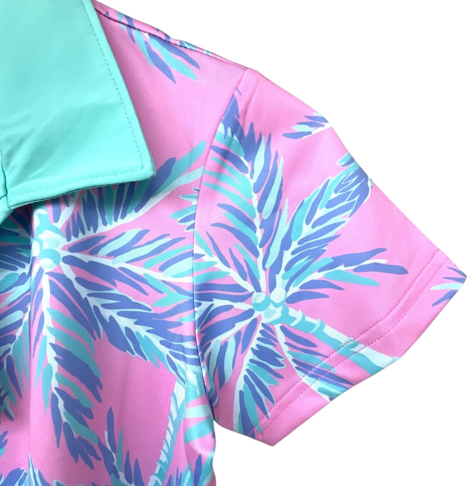 Ana Clare Active UPF 50 Women’s Golf Tennis Polo Palm Tree Print Size Ext. Small