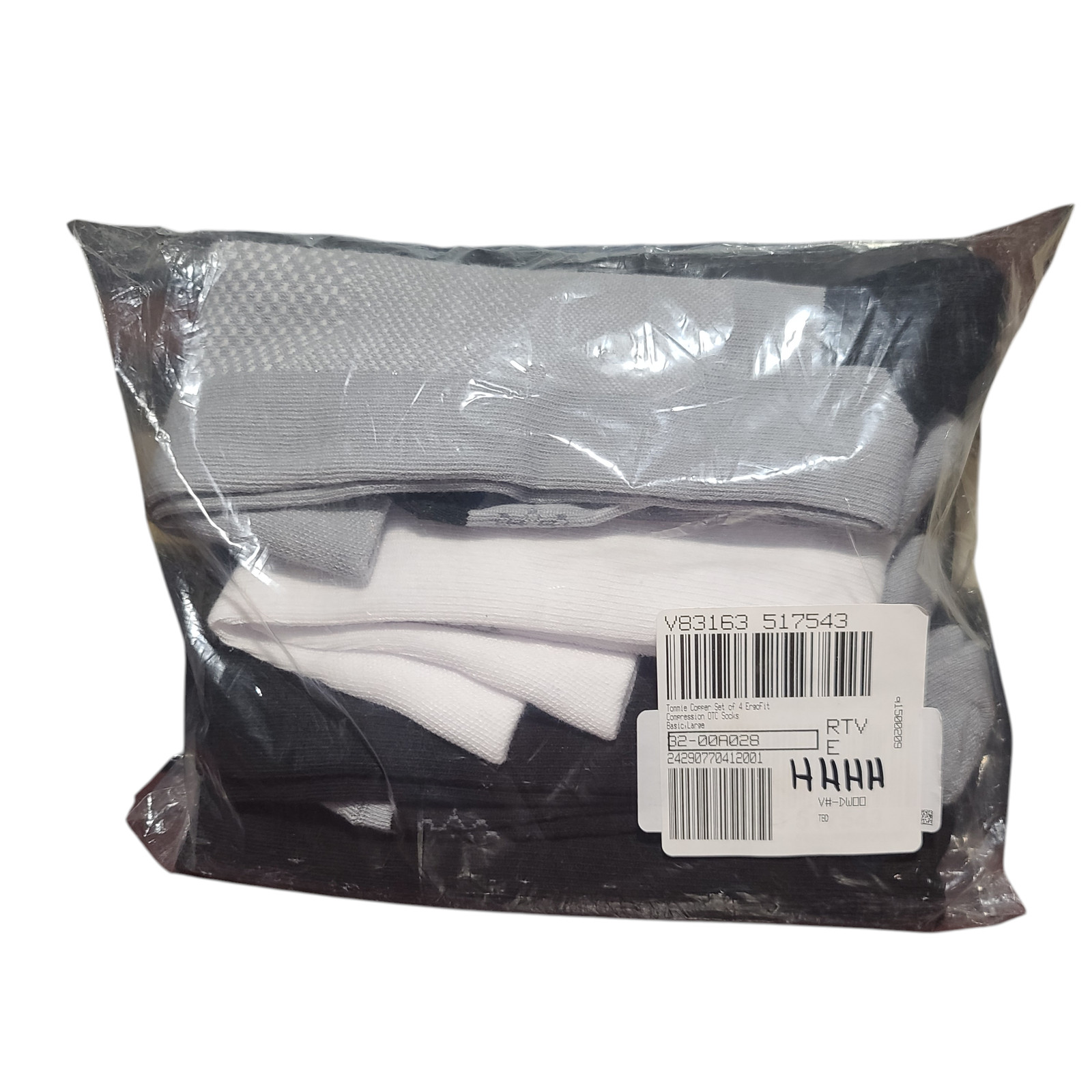Tommie Copper 4 Pack ErgoFit Compression OTC socks Basic – Large