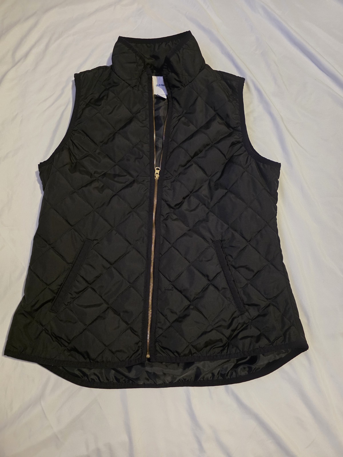 Old Navy Women’s Quilted Zip Front Sleeveless Vest Black Size M Mid-Length