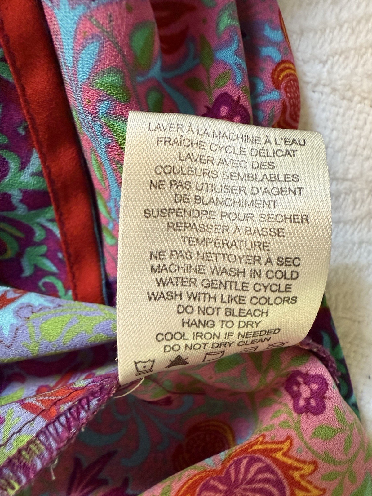 Dalia Women’s Pink Green Floral Mixed Print Peasant Blouse – Sz See Measurements