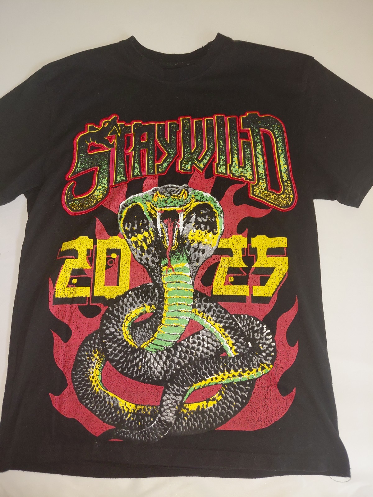 Reason Men’s Black Double-Sided Snake Graphic Crew Neck T-Shirt Short Sleeve M