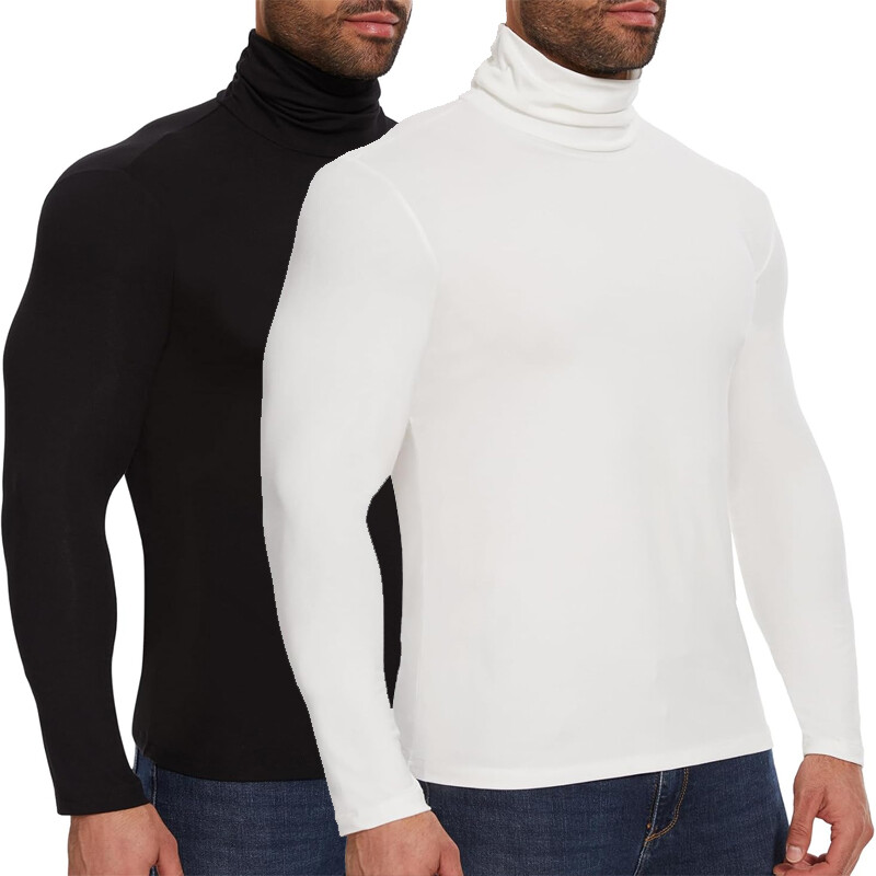 Men High-Neck Mock Turtleneck Ultra-Soft Undershirt Top Long Sleeve Pullover