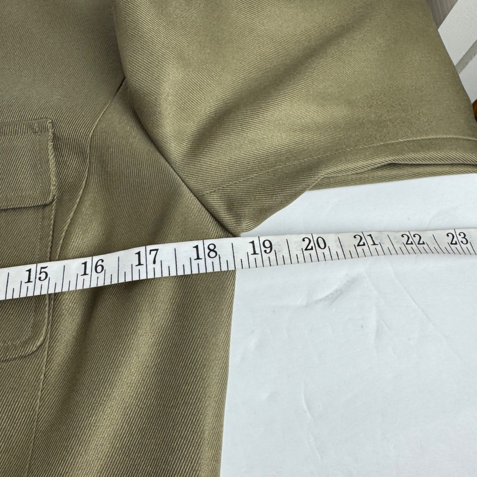 Talbots 100% Silk Olive Green Jacket Size 4P Button Career Casual Safari Blazer