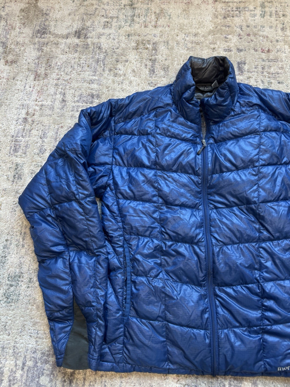 Montbell Down Puffer Jacket Mens Size Small Blue Ultralight Full Zip Outdoor