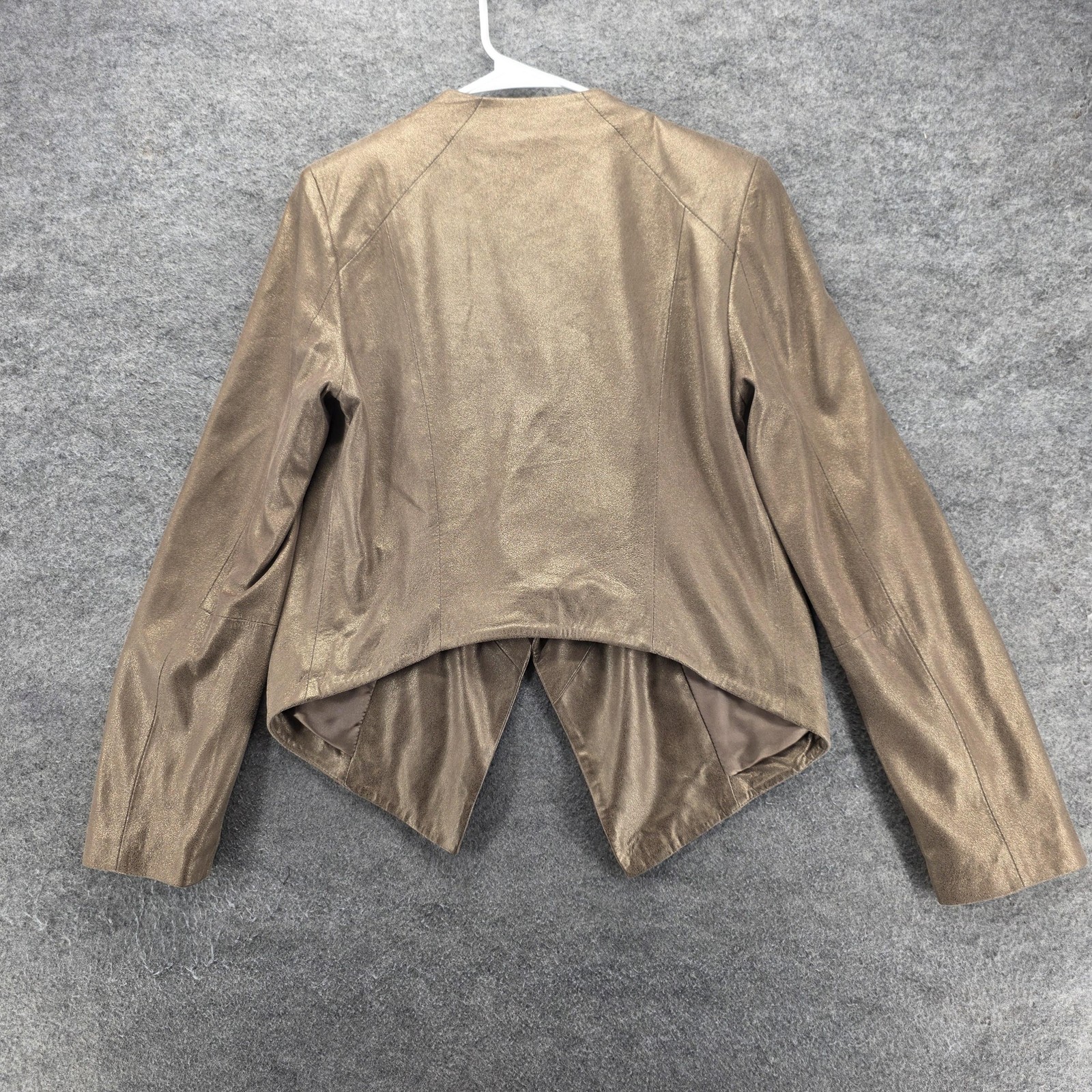 My Tribe Jacket Womens L Gold Leather Polyurethane Zip USA