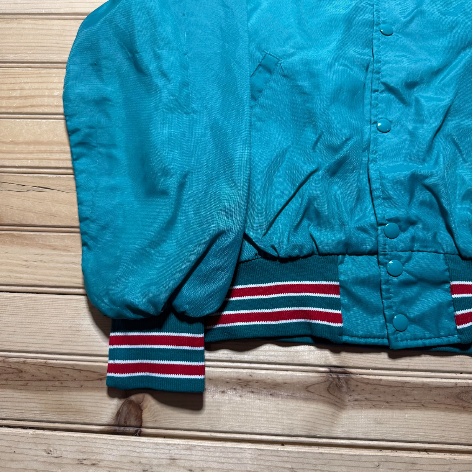 Vintage 90s University UM Patch Satin Bomber Jacket USA Made Medium