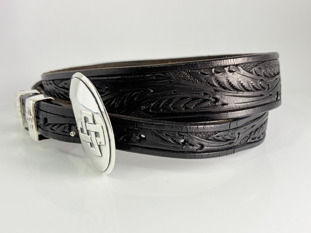 Sterling Silver .925 Celtic Knots 3/4″ Ranger Belt Buckle 36 Tooled Chacon Strap