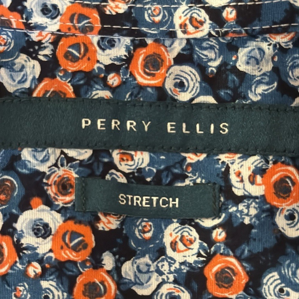 PERRY ELLIS. Multicolored, Floral printed Casual Button Down Shirt. Stretch.XXL.