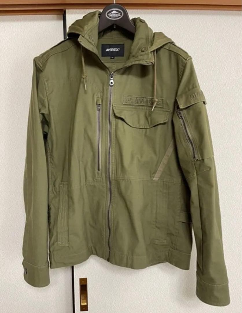 AVIREX Hoodie Military Jacket Blouson Coat Men Size XL Genuine
