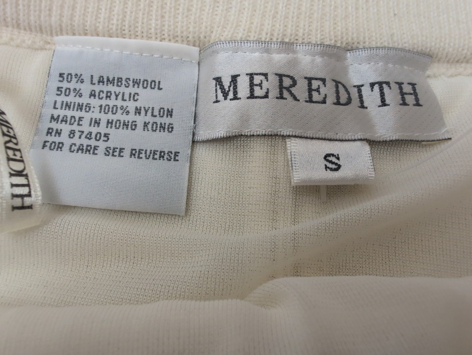 Vintage Meredith Vanilla Long Ribbed Knit Straight Skirt S Lambswool Lined Slit