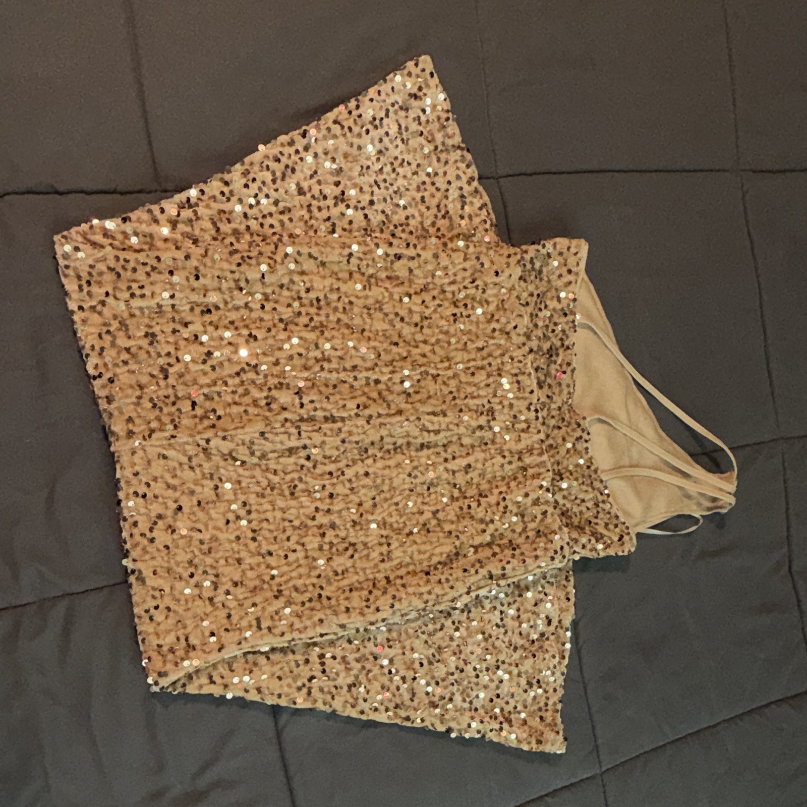 Gold Sequin Spaghetti Strap Sleeveless Maxi Long Dress for girls Solid 9Y