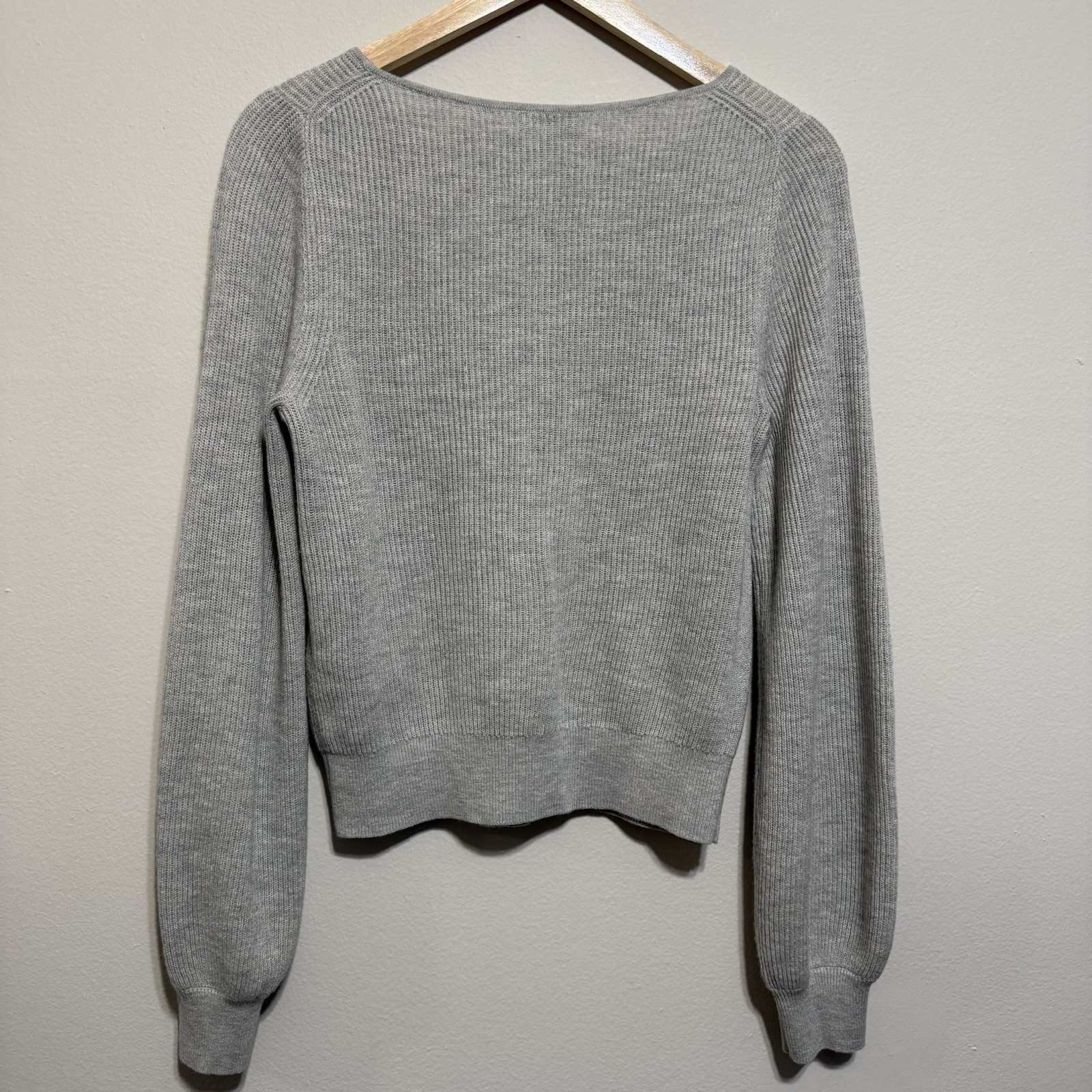 Babaton Women’s Ribbed Knit Pullover Sweater Wool Viscose Linen Nylon Gray S