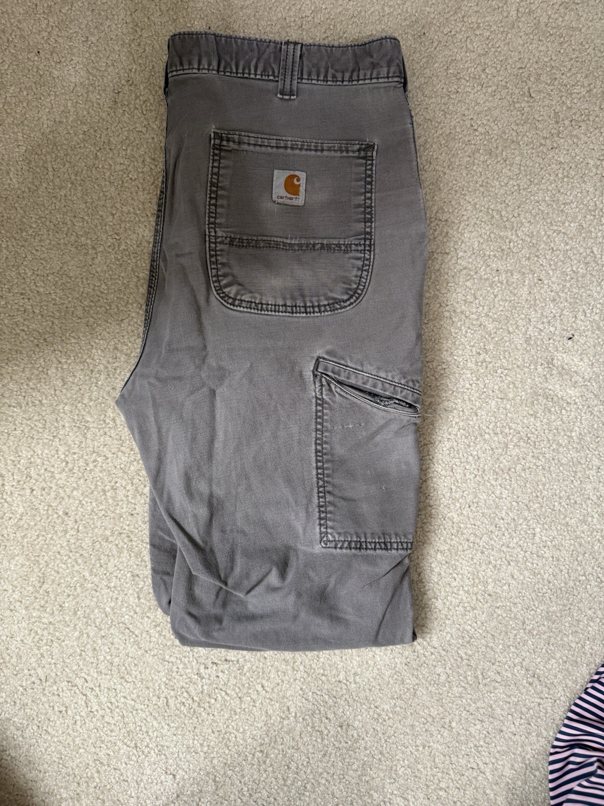 Carhartt Relaxed Fit Carpenter Work Pants 36×34 Gray Canvas Dungaree