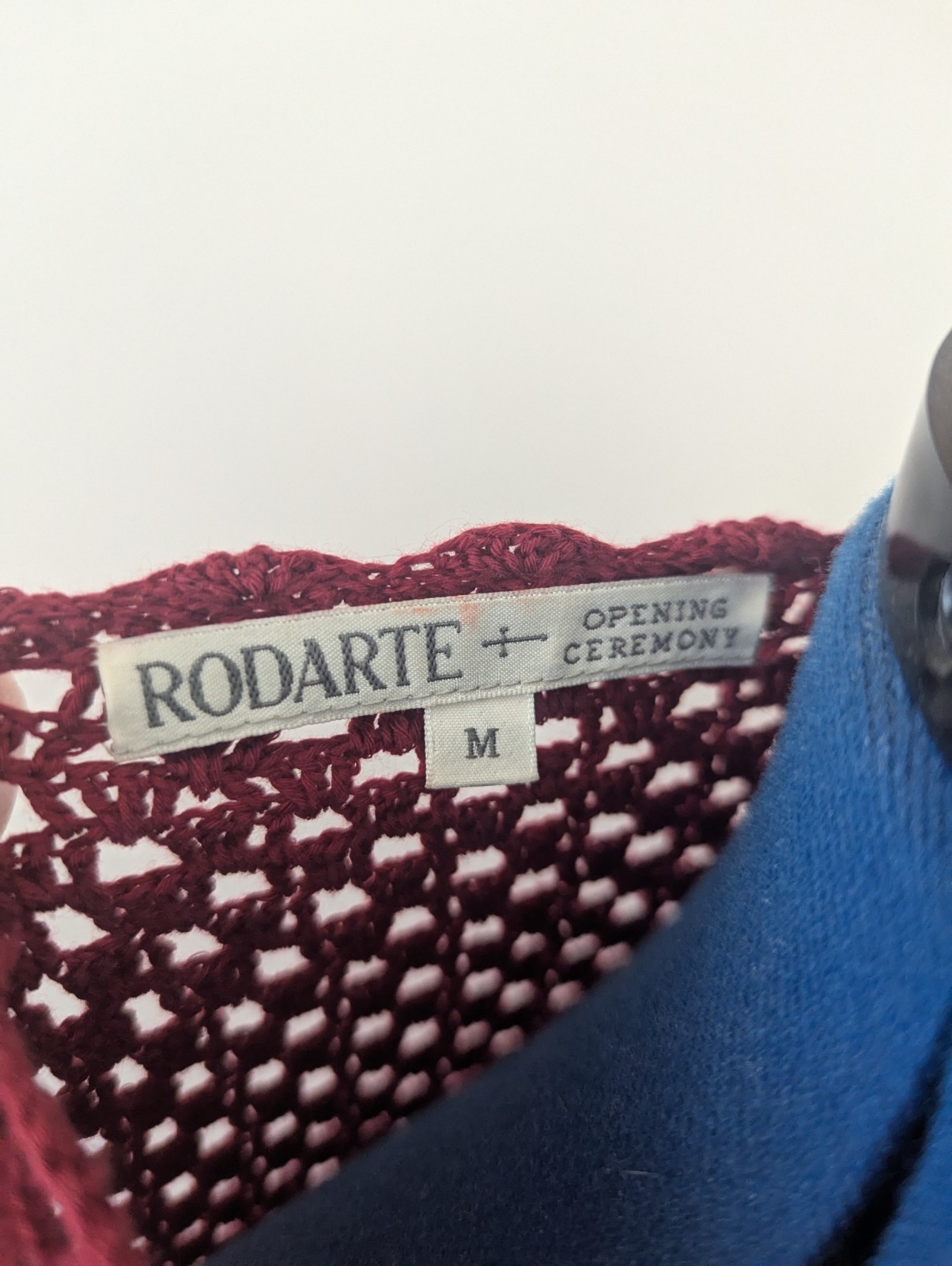 Rodarte Opening Ceremony Dress Women Medium Red Cotton Crochet Knit Sheer Midi