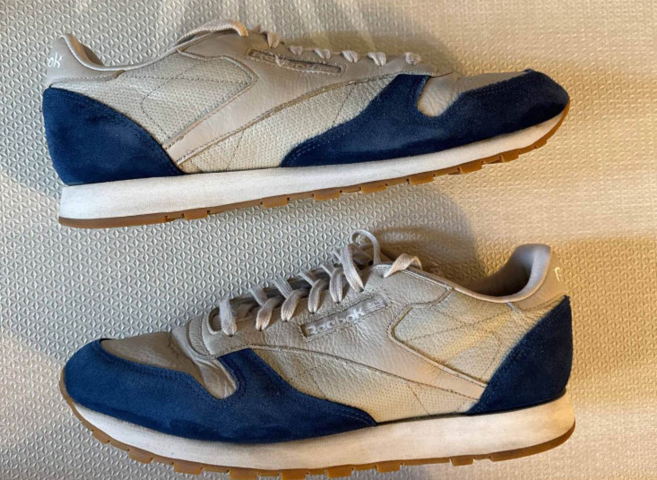 Reebok Classic Leather Sand Stone Washed Blue BS9745 Size 13