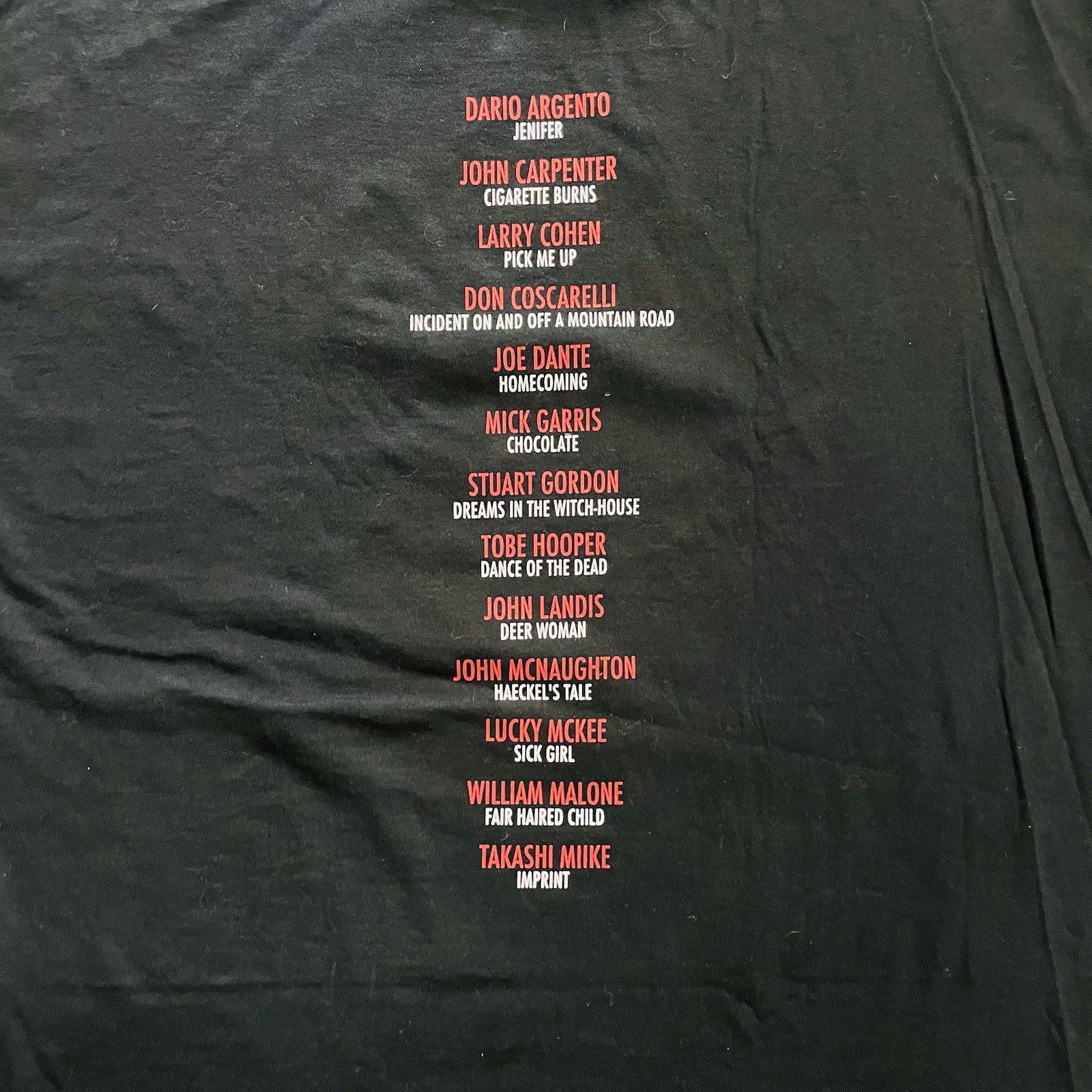2005 “Masters of Horror” John Carpenter TV Promo T-Shirt Y2K Black Size XXL NEW