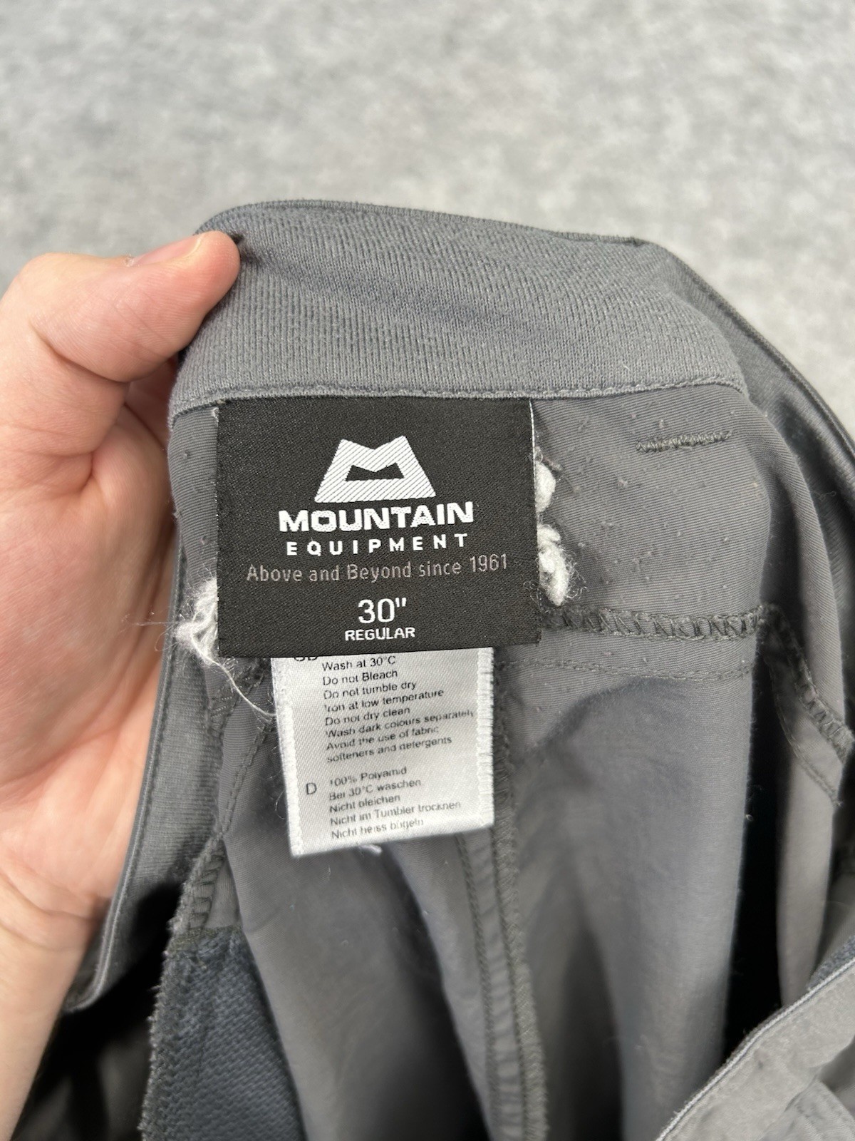 Mountain Equipment Cargo Pant Men’s W30 L30 Grey Zip Fly Outdoors Hiking C67