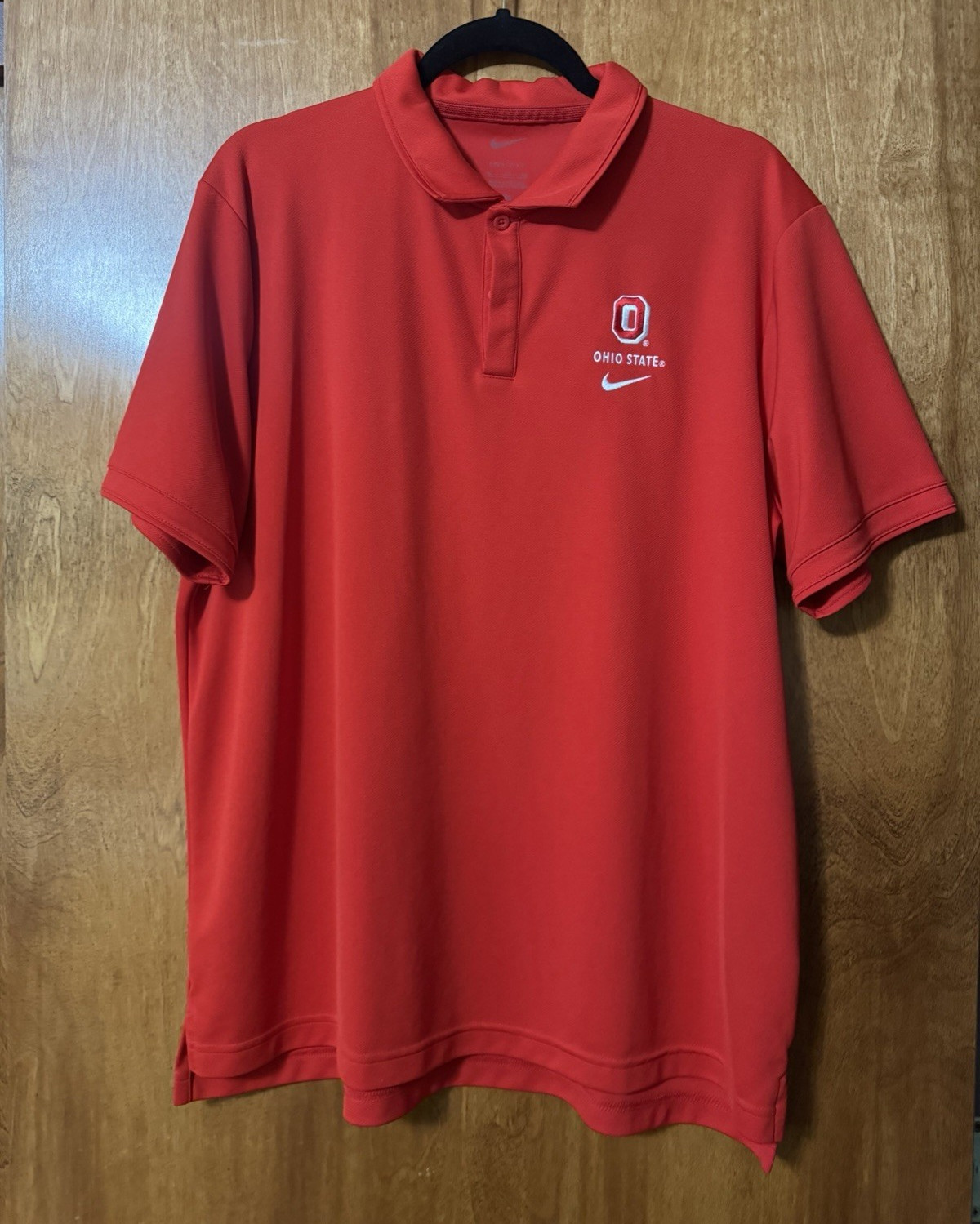 Nike Dri-FIT Men’s XL Red Ohio State Buckeyes Solid Polo Button Logo