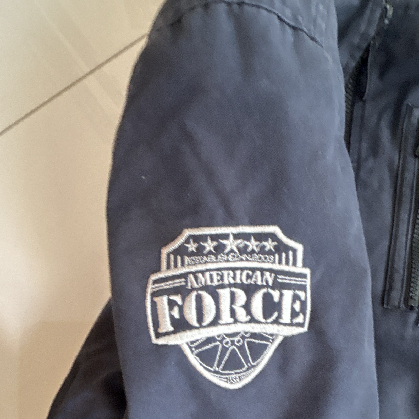 FOX Men’s Blue Hooded Jacket Full Zip Logo Embroidered Size L