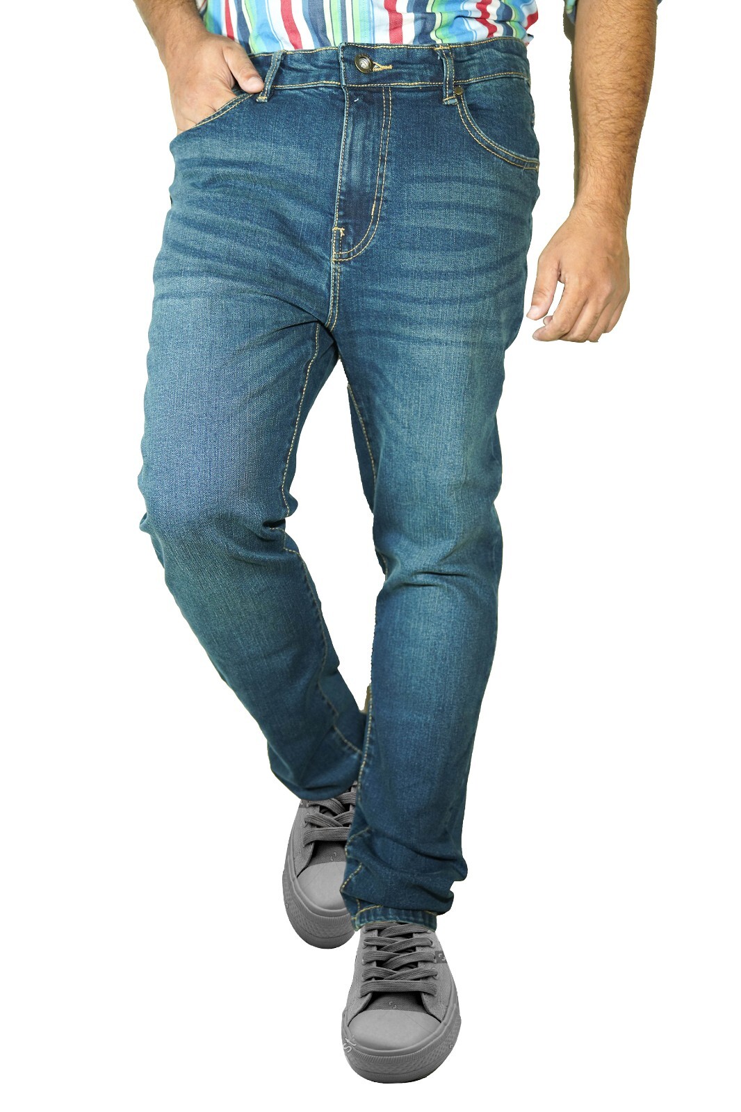 Mens Slim Fit Jeans Relaxed Casual Flex Elegant Skinny Stretch Indigo Denim Pant