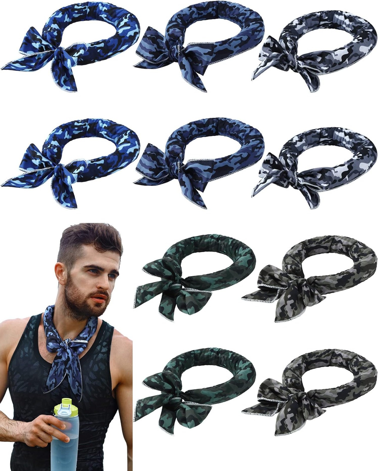 Janmercy 10 Pcs Tie Dye Cooling Neck Wraps Cooling Scarf Ice Bandanas Summer …
