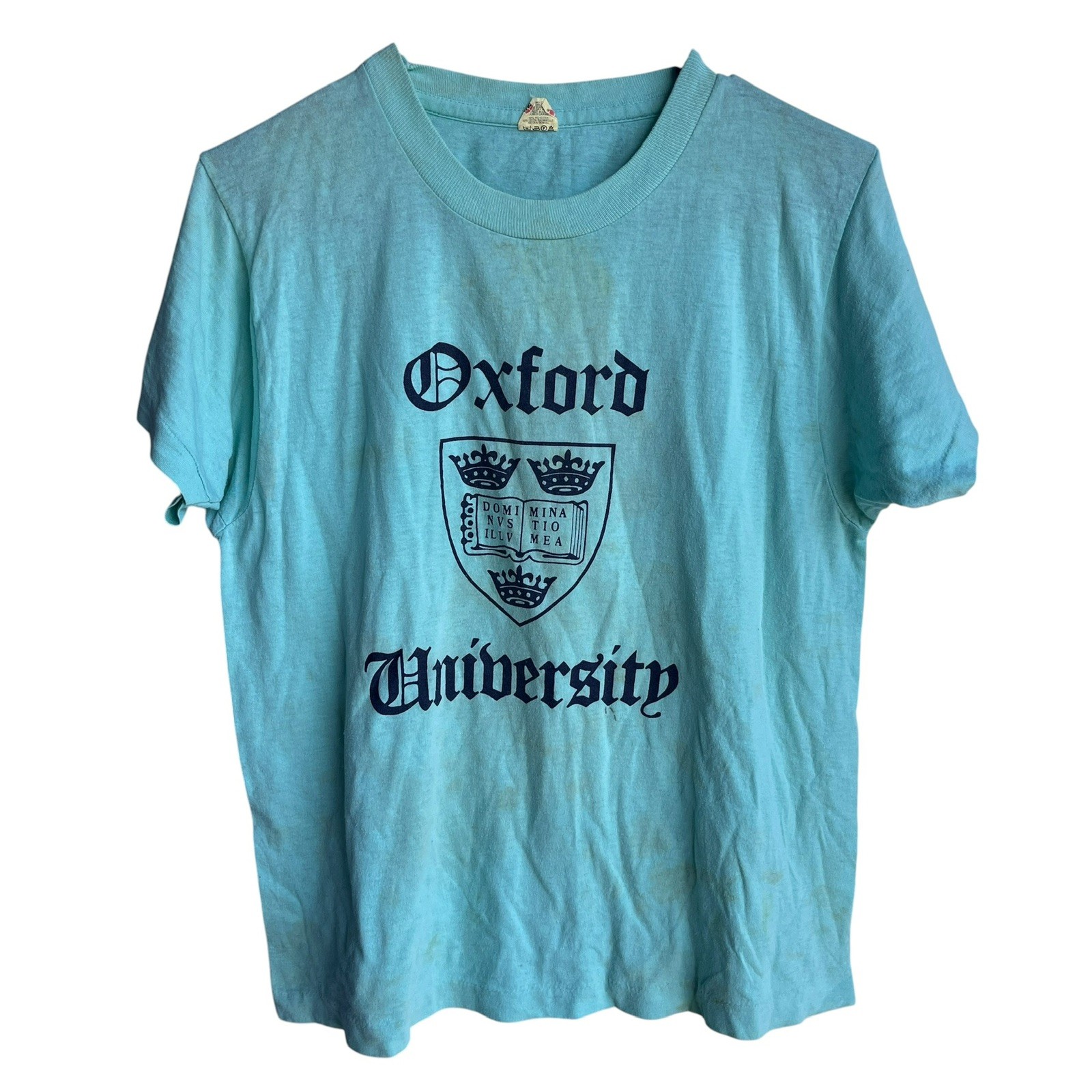 Vintage 1980s Oxford University Shirt Sz M Thin Distressed Single Stitch Worn