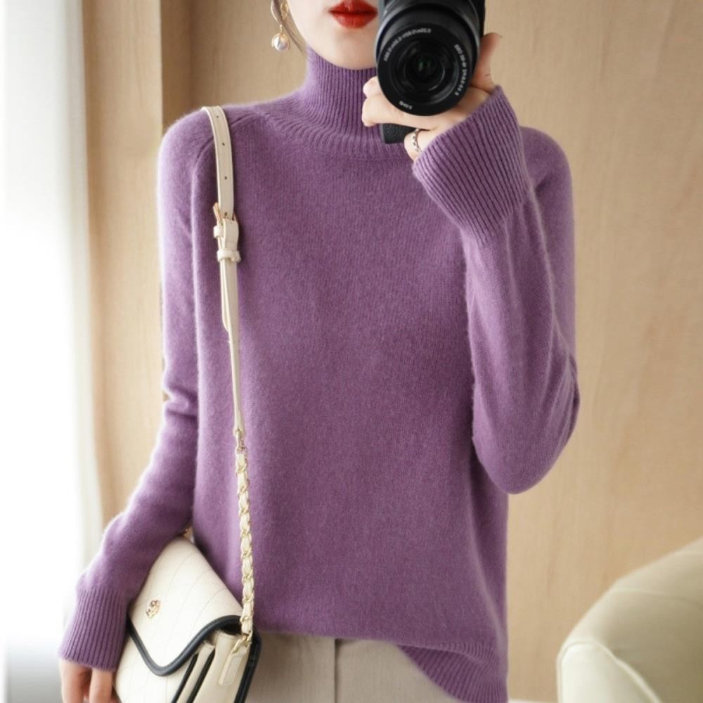 Turtleneck Cashmere Knitted Sweater Women Jumpers Long Sleeve Thick Pullover Top
