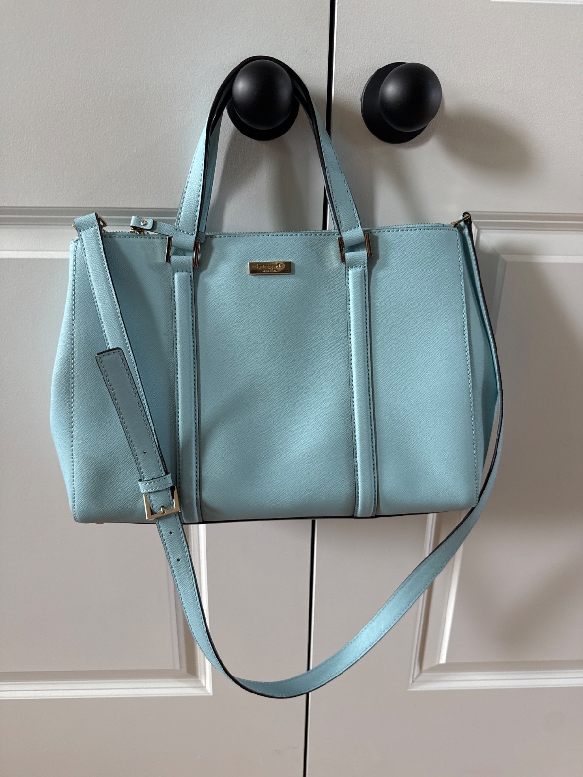 KATE SPADE New York Newbury Lane Loden Light Blue Saffiano Satchel Shoulder Bag