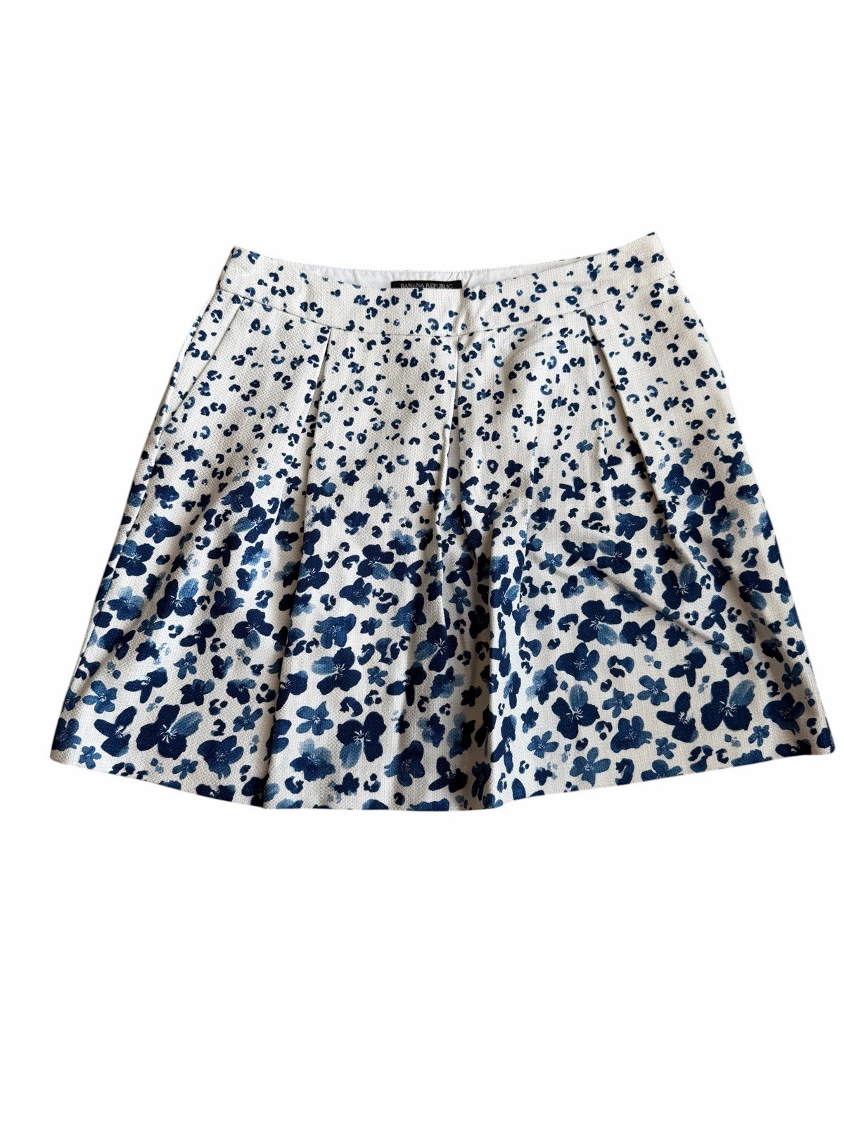 Banana Republic Blue Floral Pleated Mini Skirt Women’s Size 4
