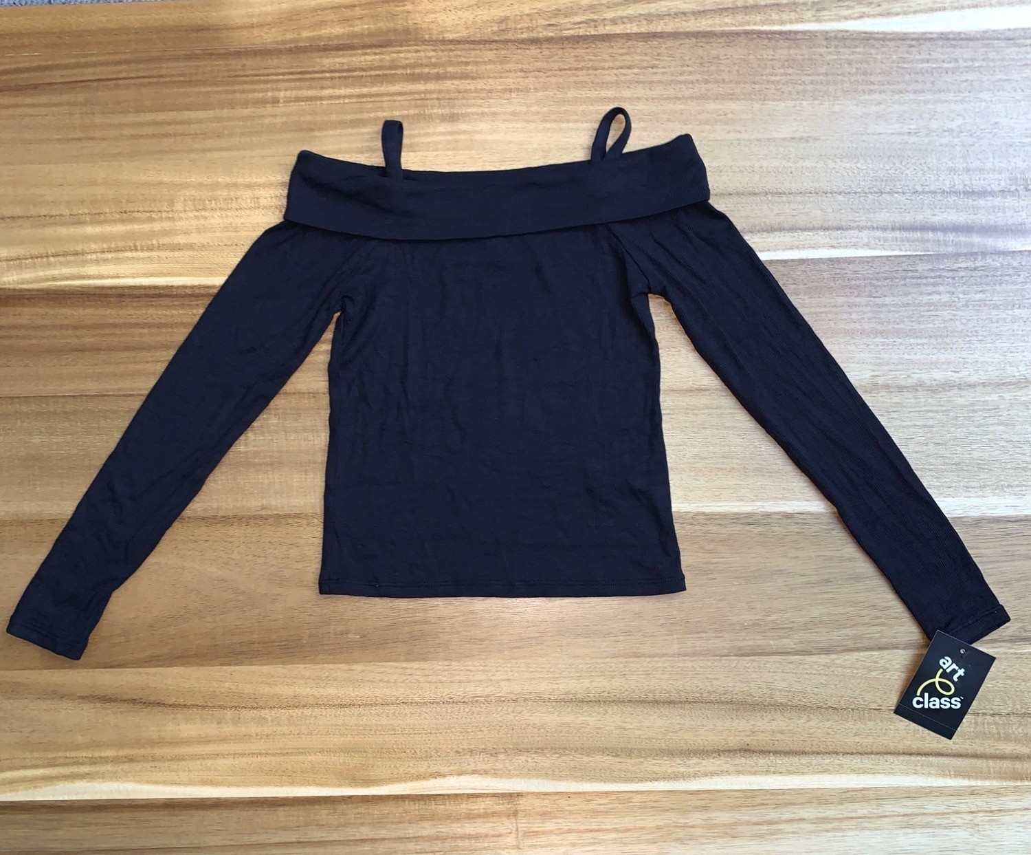 Art Class Juniors Off-The-Shoulder Long Sleeve Top Black