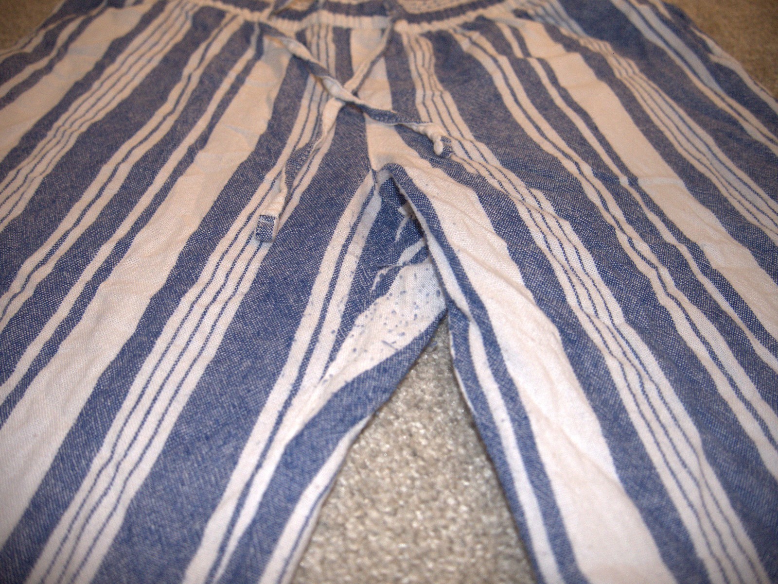 Old Navy High Rise Wide Leg Linen Pants Womens Small Blue Striped Pockets Small