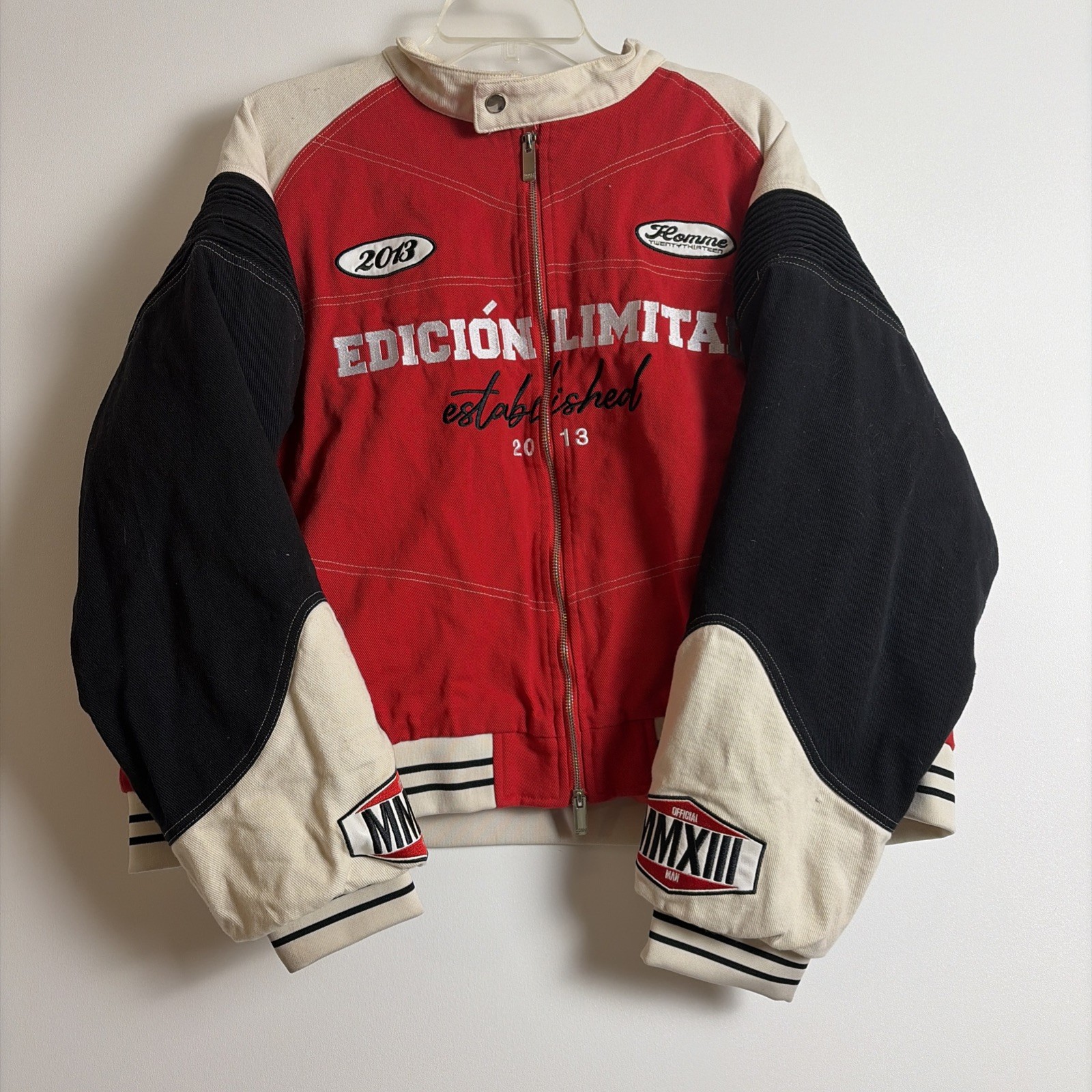 BoohooMAN Plus Boxy Twill Biker Panel Moto Jacket 2XL Motorcycle Rock Hipster