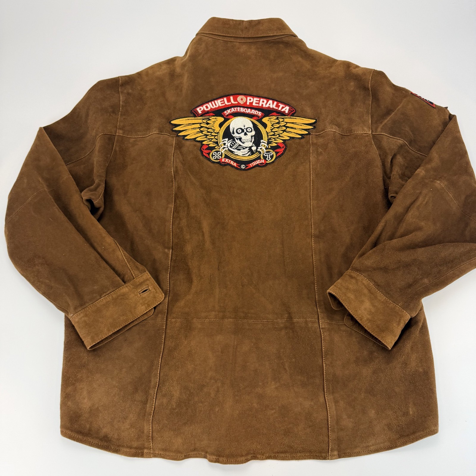 Custom Powell Peralta Suede Jacket XXL Spitfire Deathbox Skate Patches
