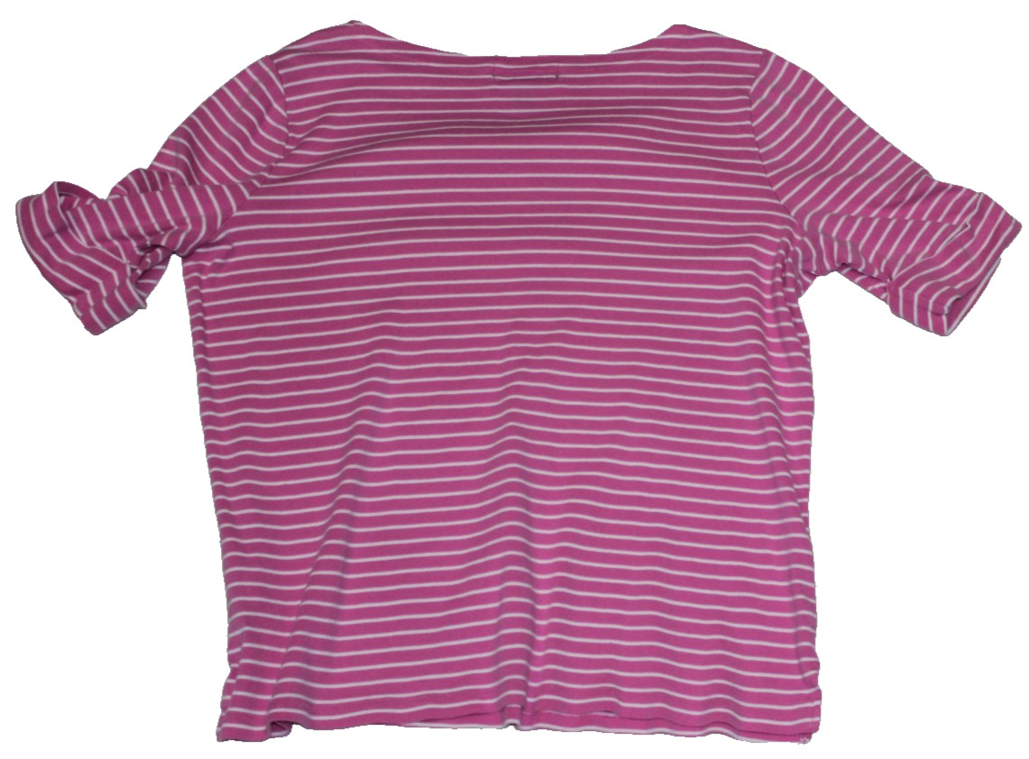 Lauren Ralph Lauren Blouse Women’s Size 1X Pink White Striped Short Sleeve VTG