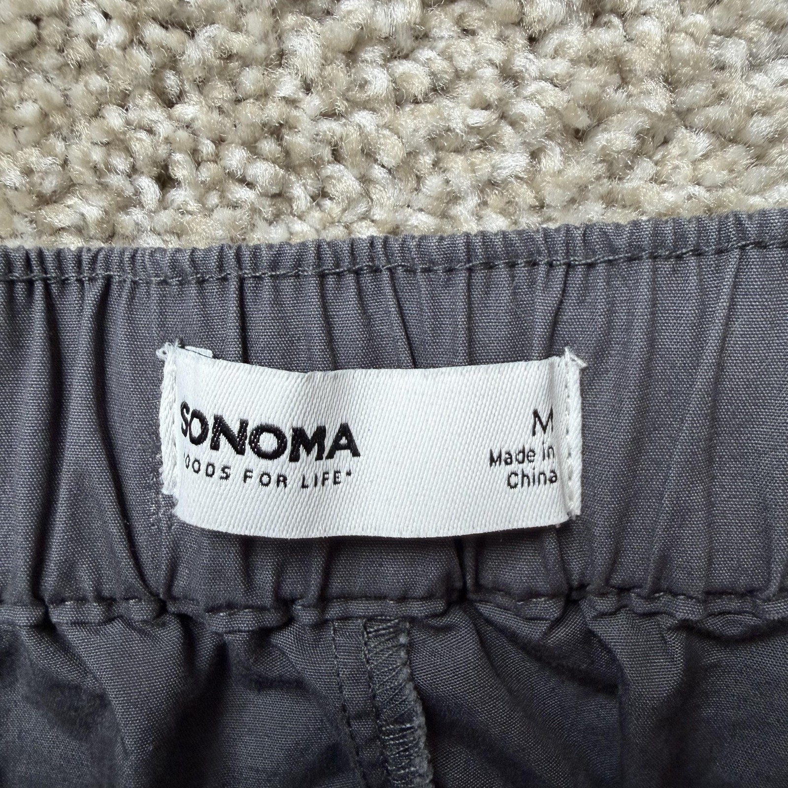 Sonoma Goods For Life Cargo Pants Womens M Gray Twill Drawstring Elastic Waist