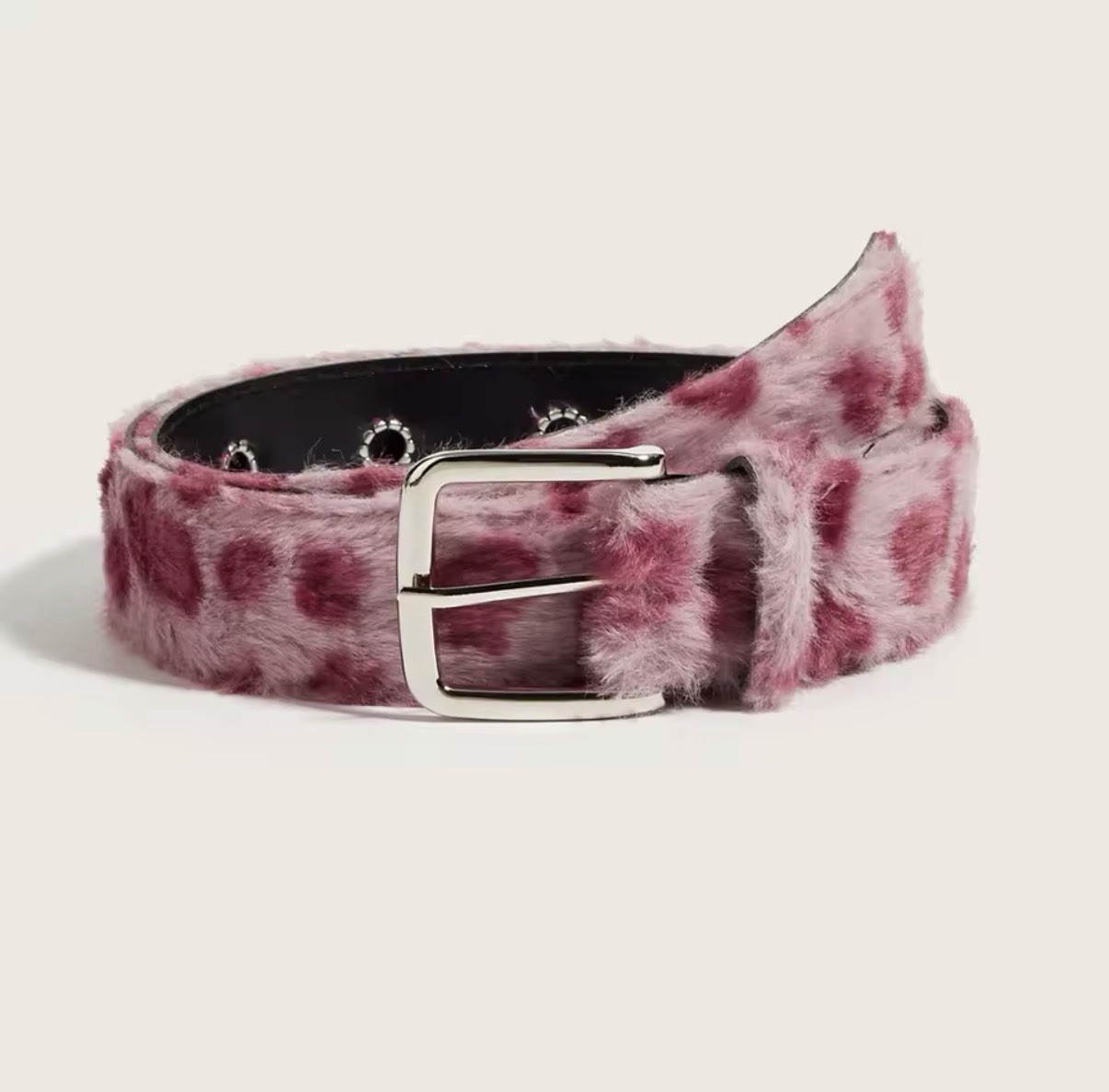 Pink Plush Women’s Fluffy Cheetah Belt Small Size Fit For Any Occasion