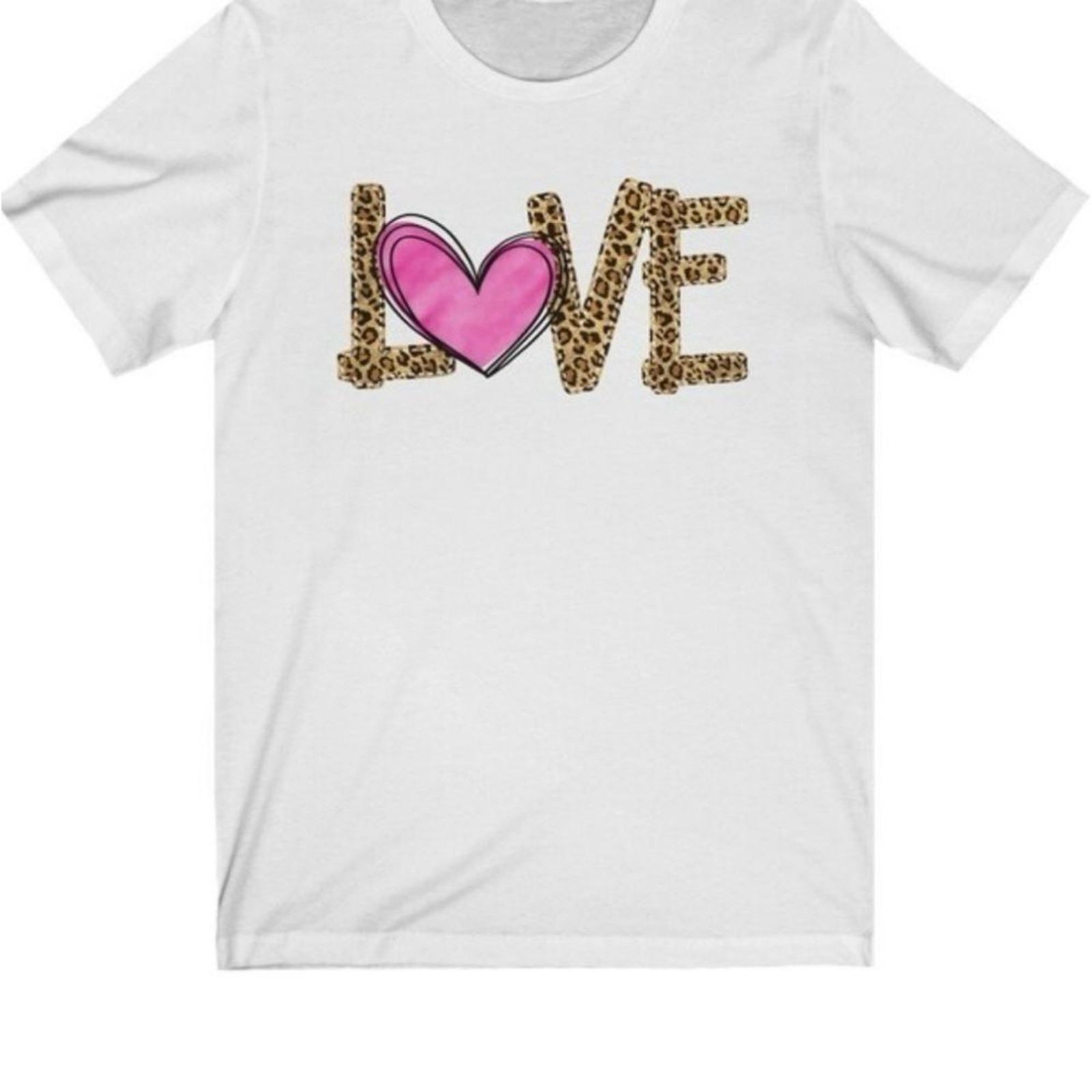 Leopard Print LOVE Valentine’s Day Shirt, Soft Blend Unisex T-Shirt. Size Large