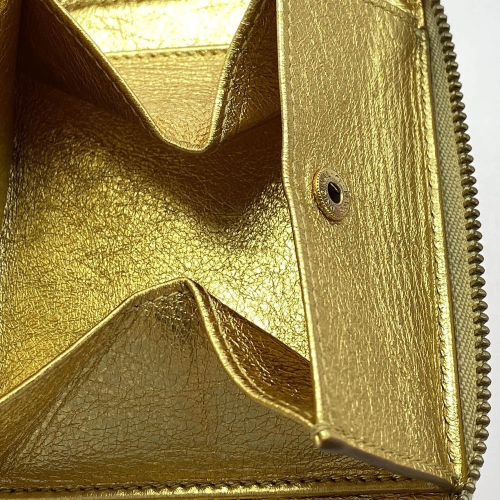 COMME DES GARCONS Metallic Gold Line Full Zip Around Wallet Leather SA2100G