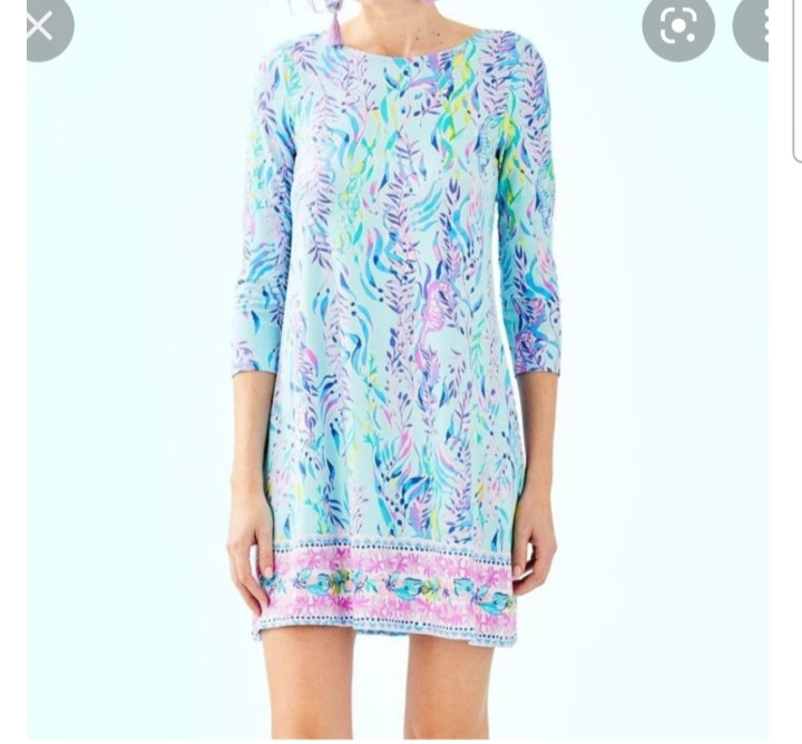 Lilly Pulitzer Womens Ophelia Blue Oasis Swing Dress Size XXS